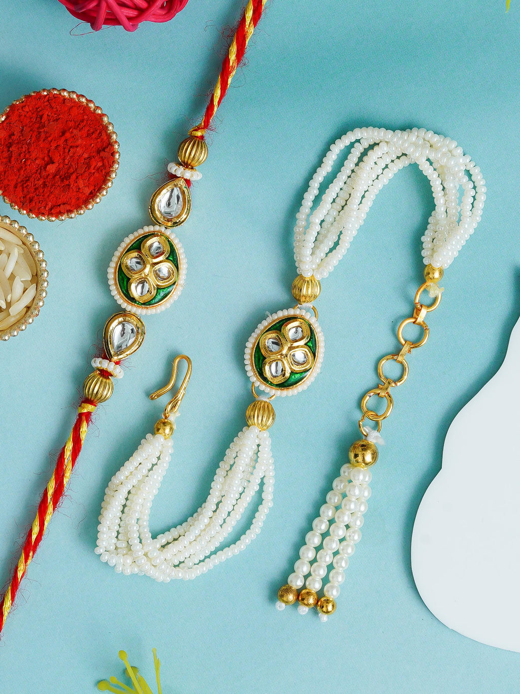 Traditional Rakhi Set with Free Chawal & Kumkum
