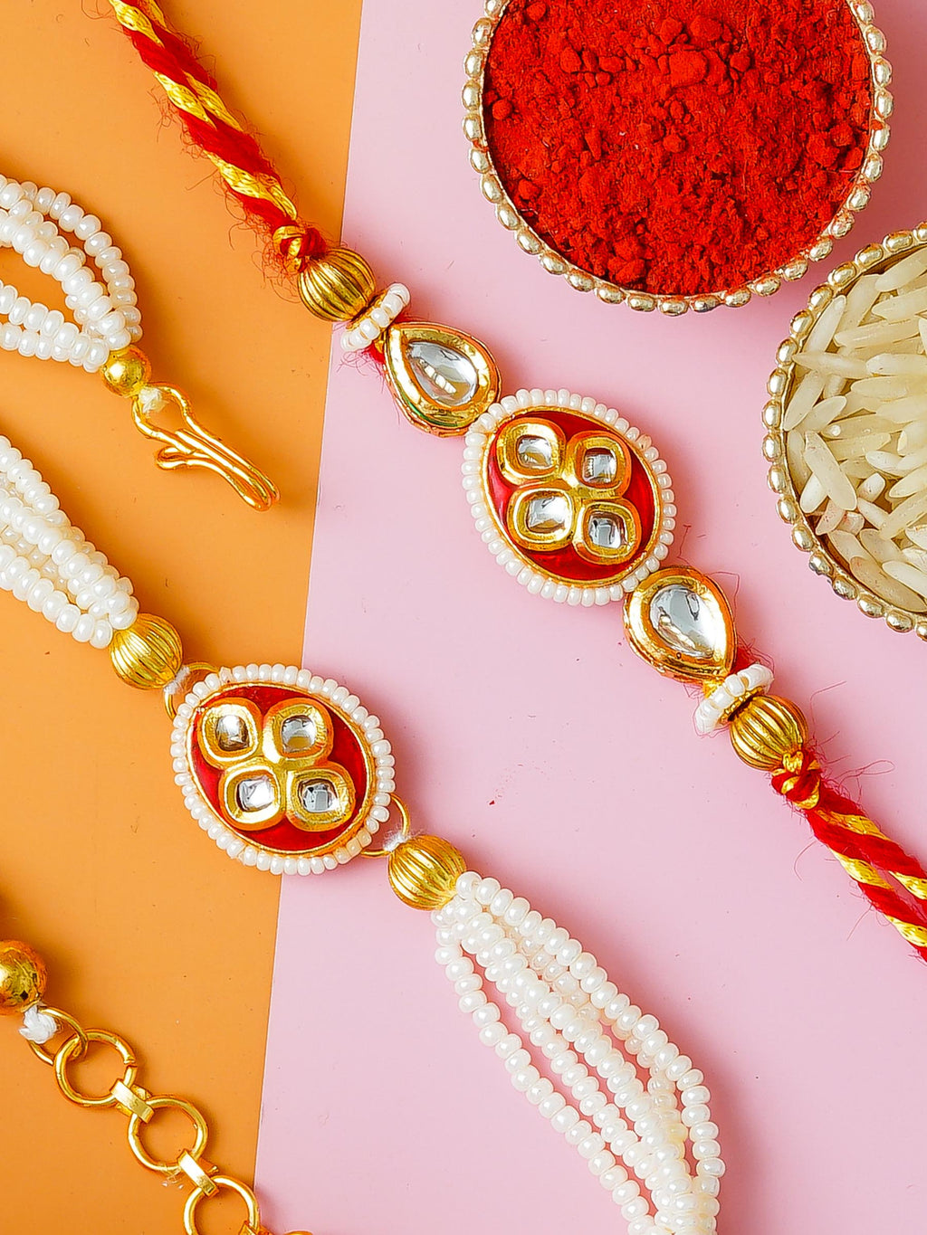 Traditional Rakhi Set with Free Chawal & Kumkum