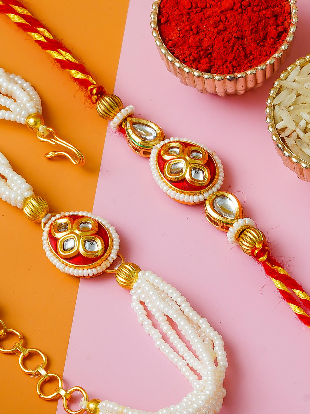 Traditional Rakhi Set with Free Chawal & Kumkum