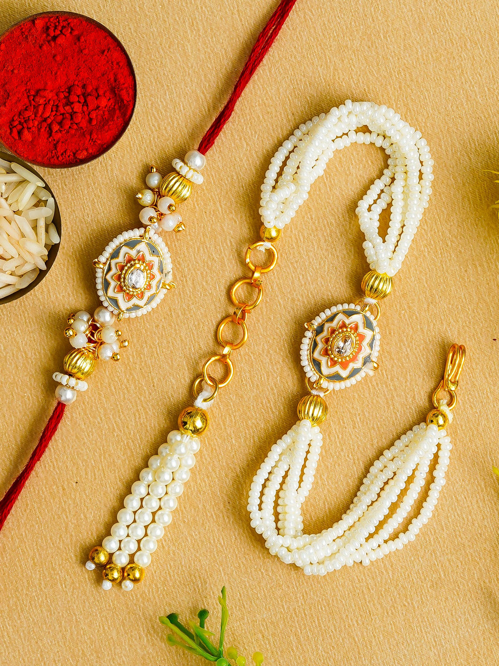 Traditional Rakhi Set with Free Chawal & Kumkum