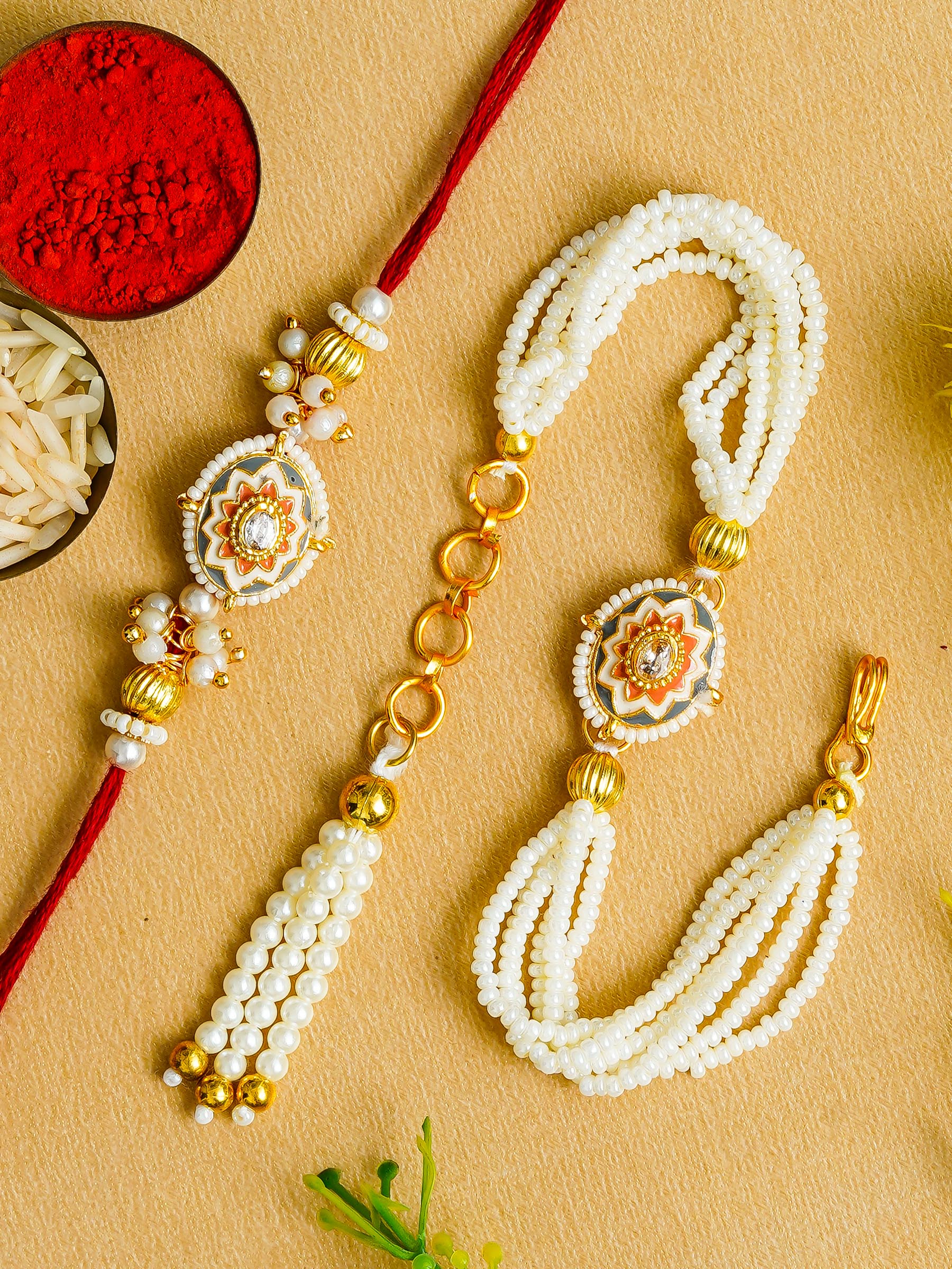 Traditional Rakhi Set with Free Chawal & Kumkum