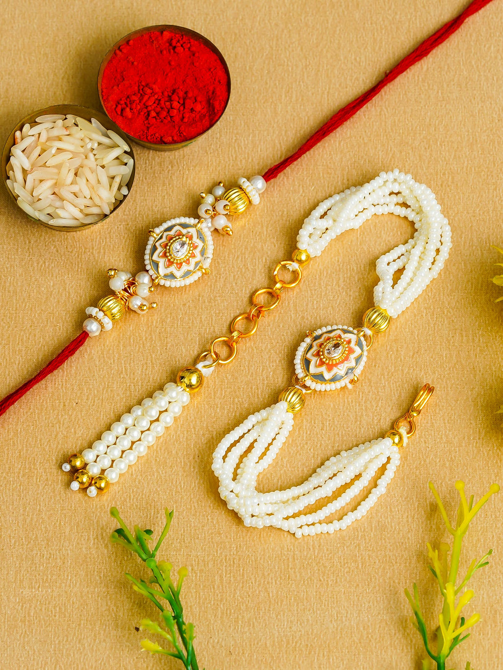 Traditional Rakhi Set with Free Chawal & Kumkum