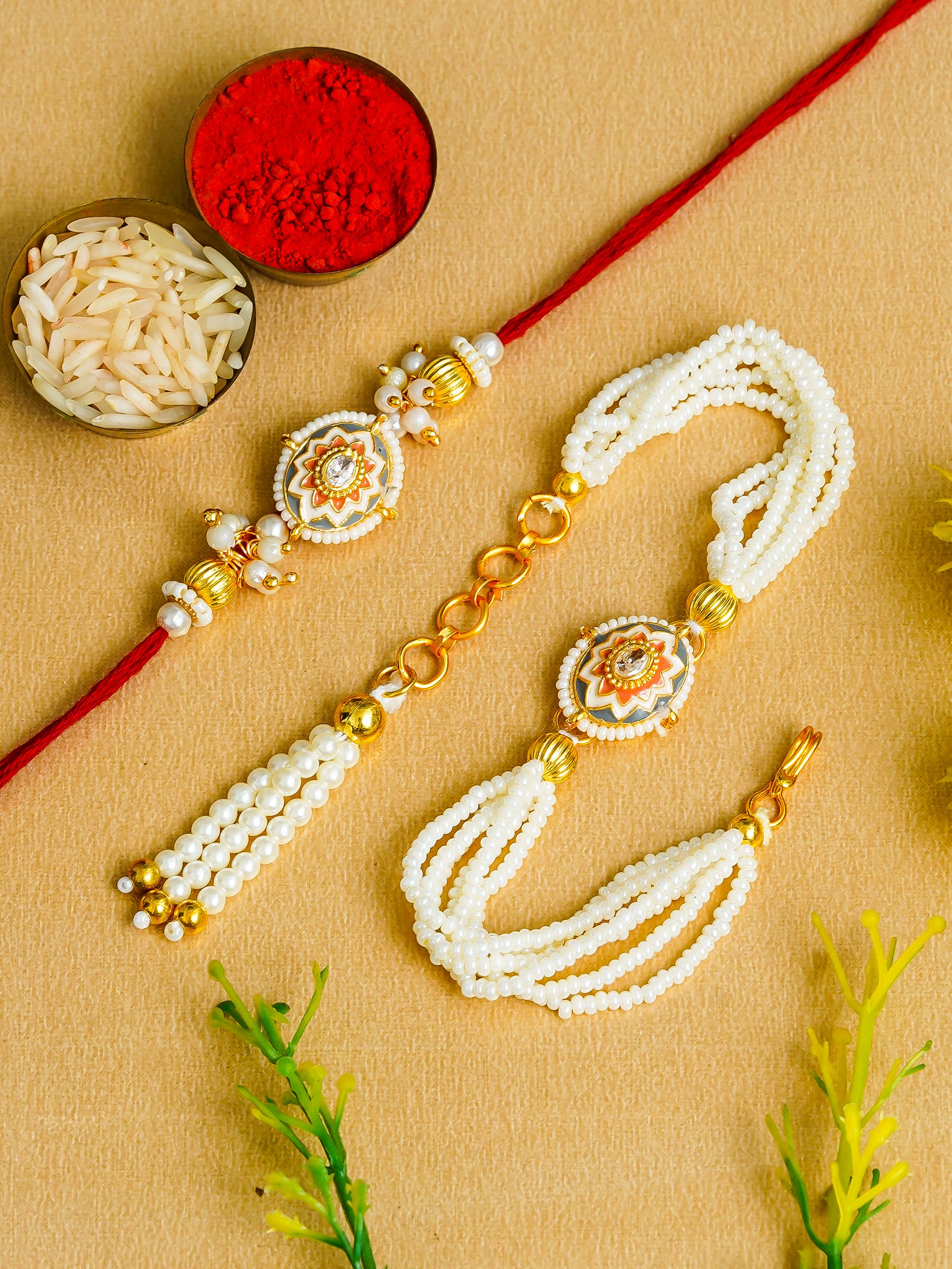 Traditional Rakhi Set with Free Chawal & Kumkum