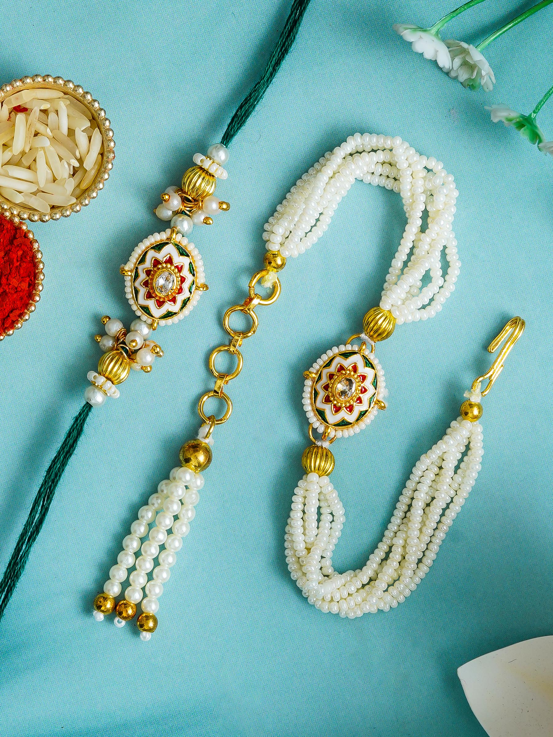 Traditional Rakhi Set with Free Chawal & Kumkum