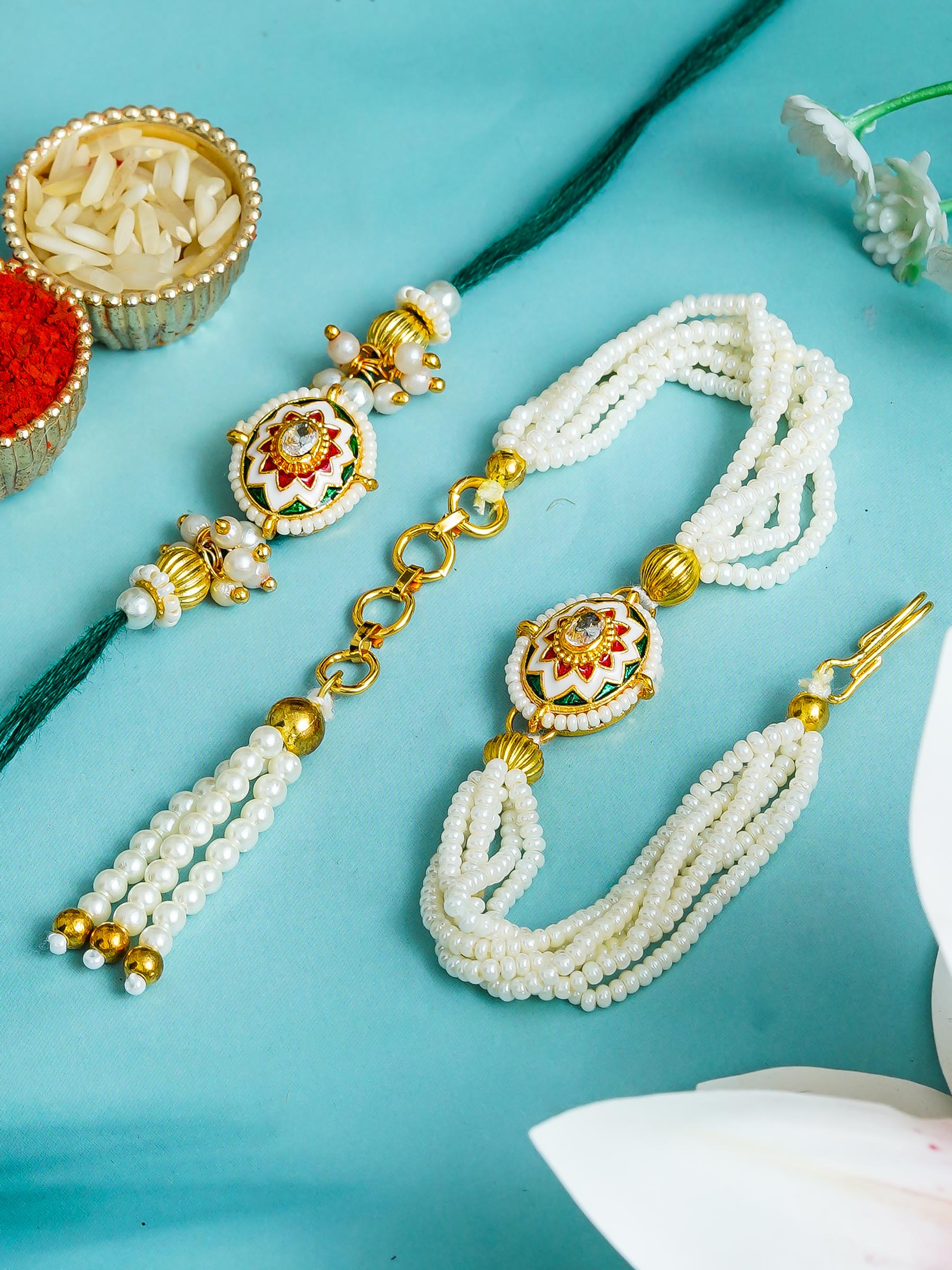 Traditional Rakhi Set with Free Chawal & Kumkum