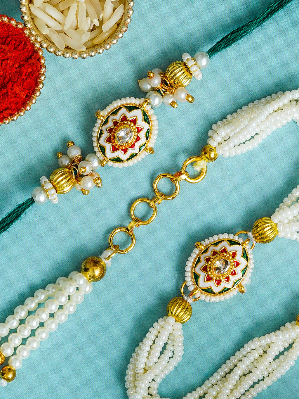 Traditional Rakhi Set with Free Chawal & Kumkum