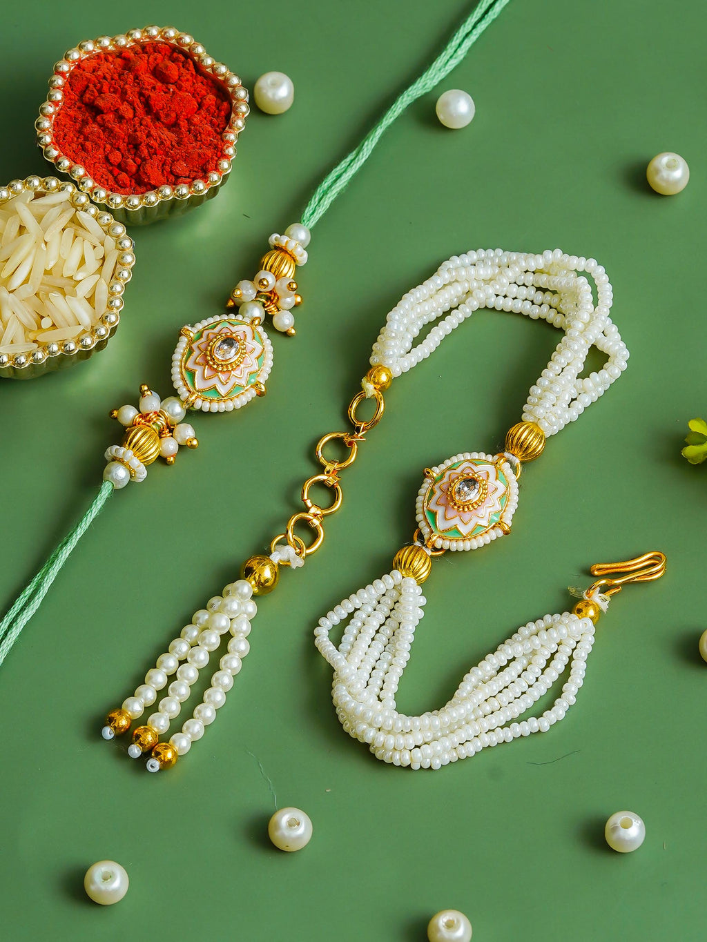 Traditional Rakhi Set with Free Chawal & Kumkum