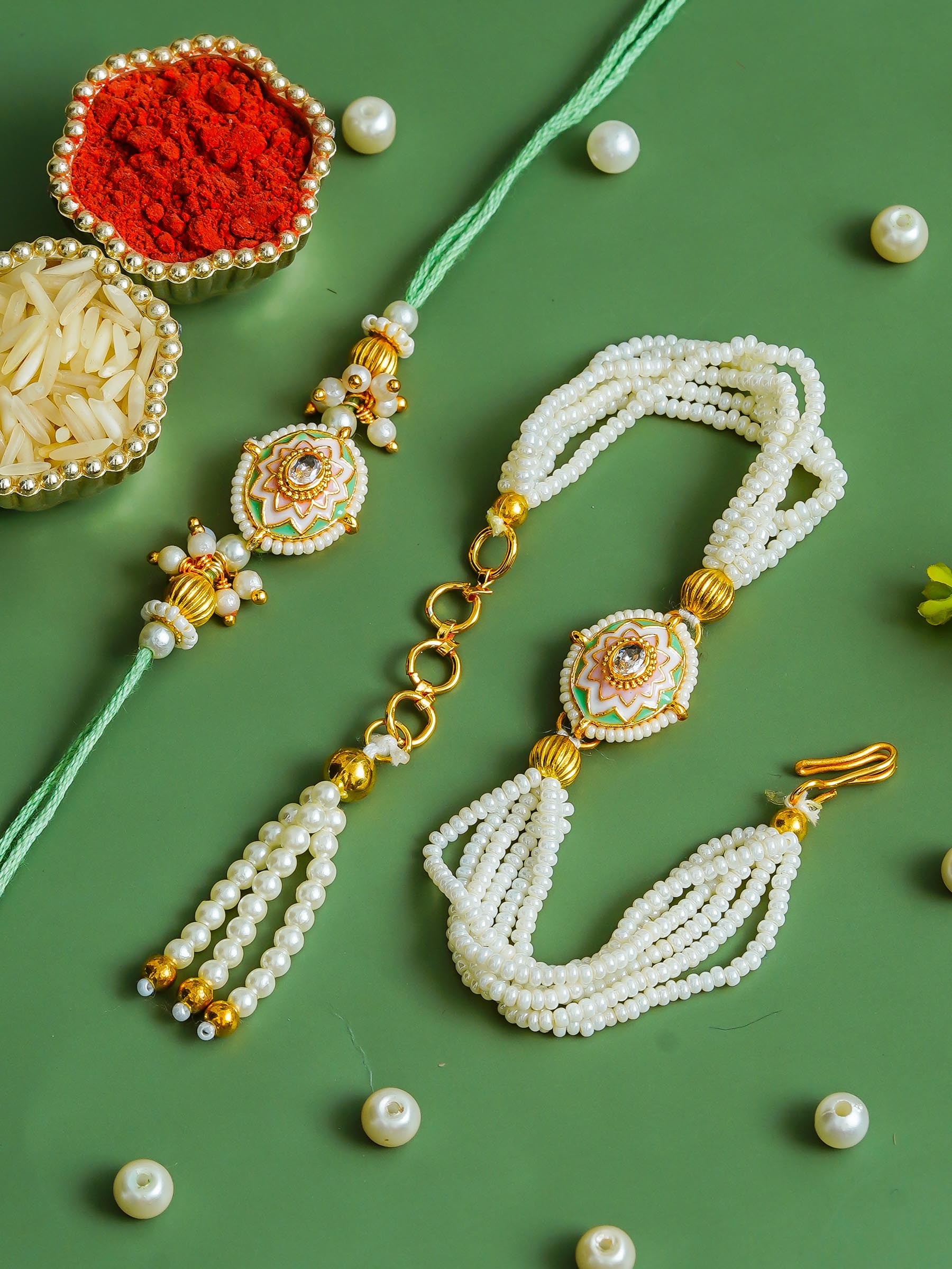 Traditional Rakhi Set with Free Chawal & Kumkum