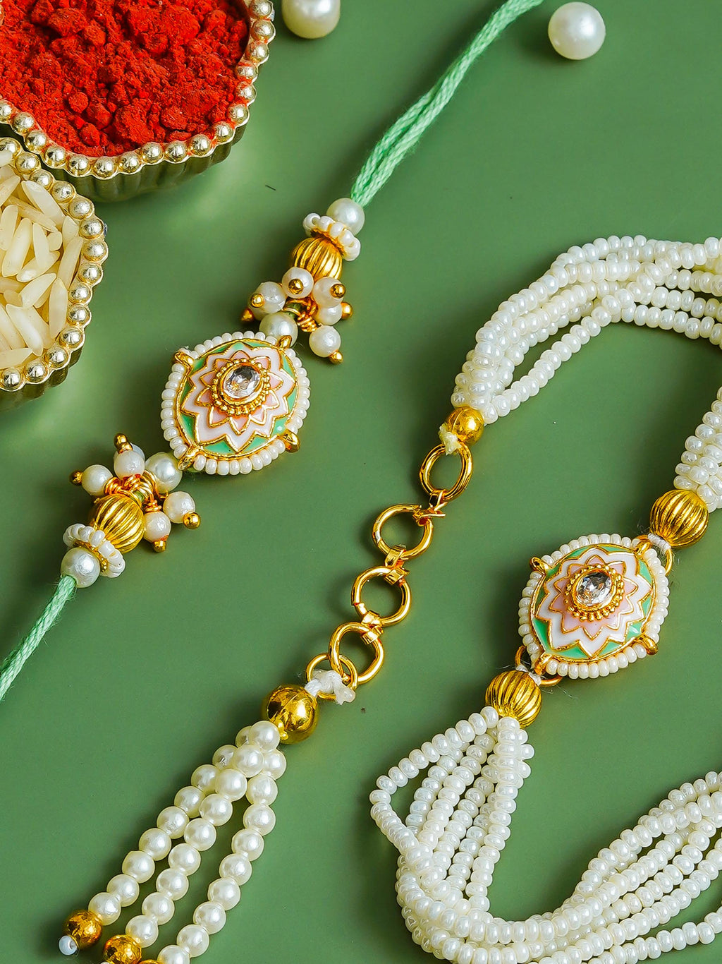 Traditional Rakhi Set with Free Chawal & Kumkum