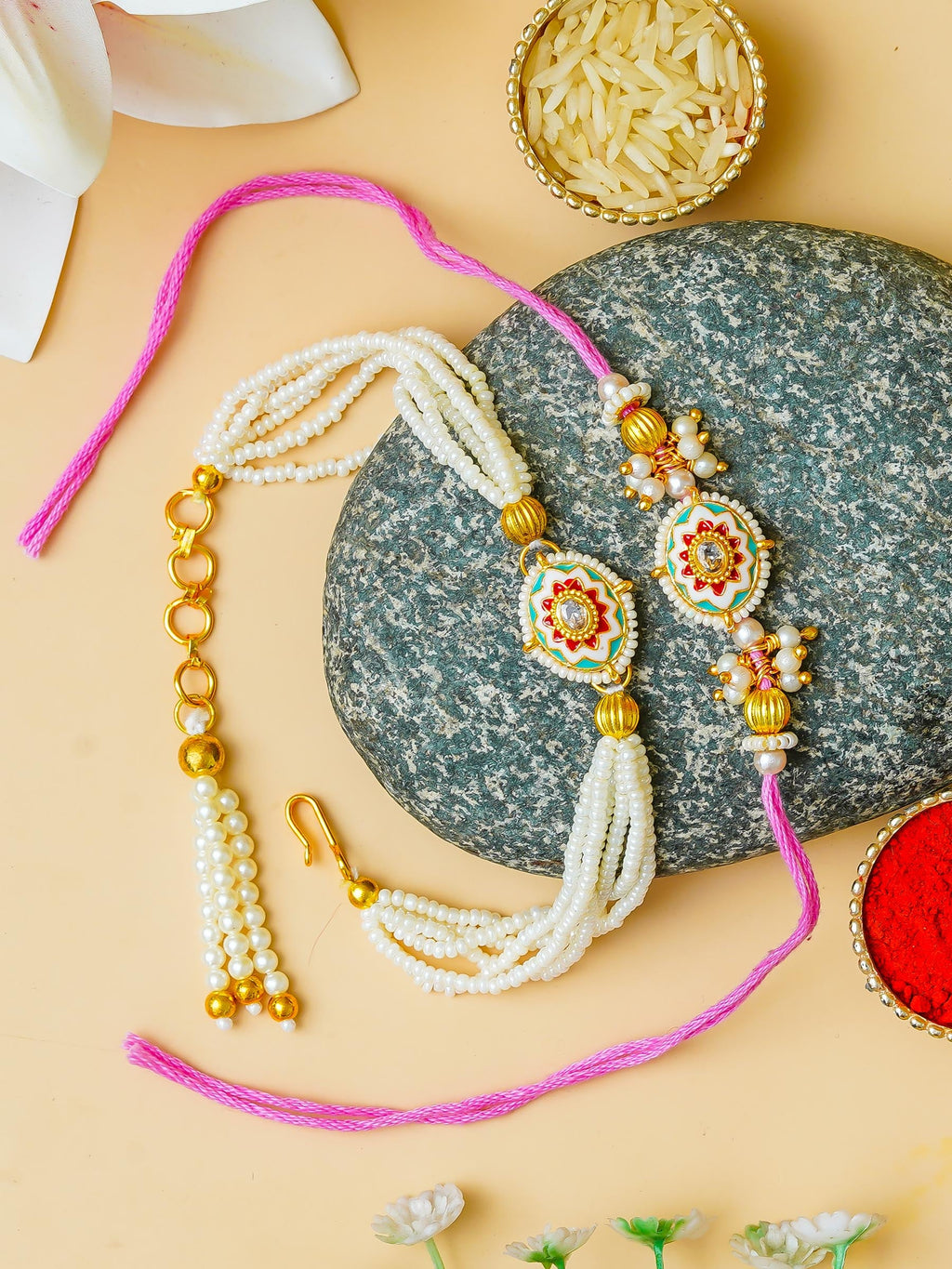 Traditional Rakhi Set with Free Chawal & Kumkum