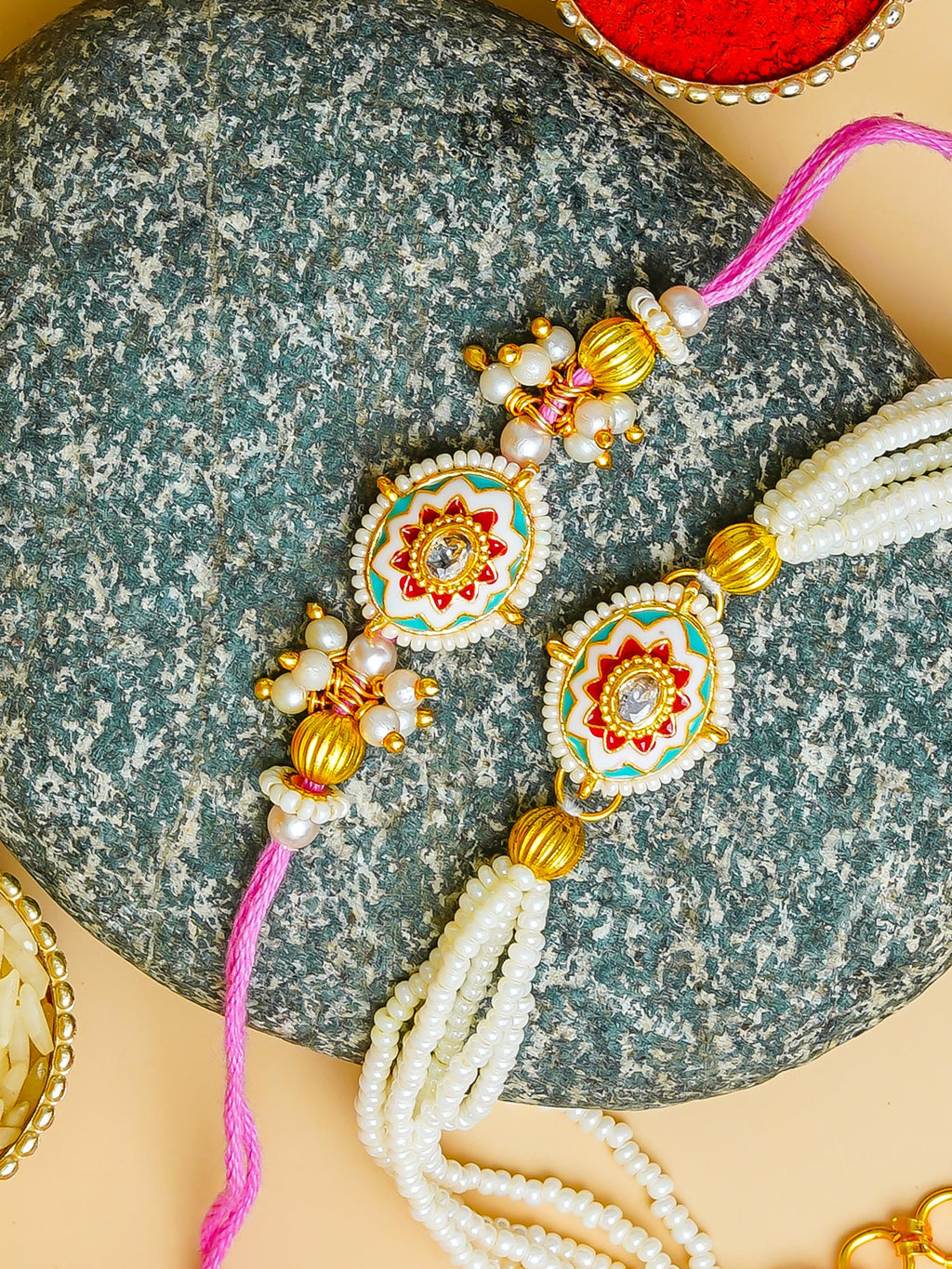Traditional Rakhi Set with Free Chawal & Kumkum
