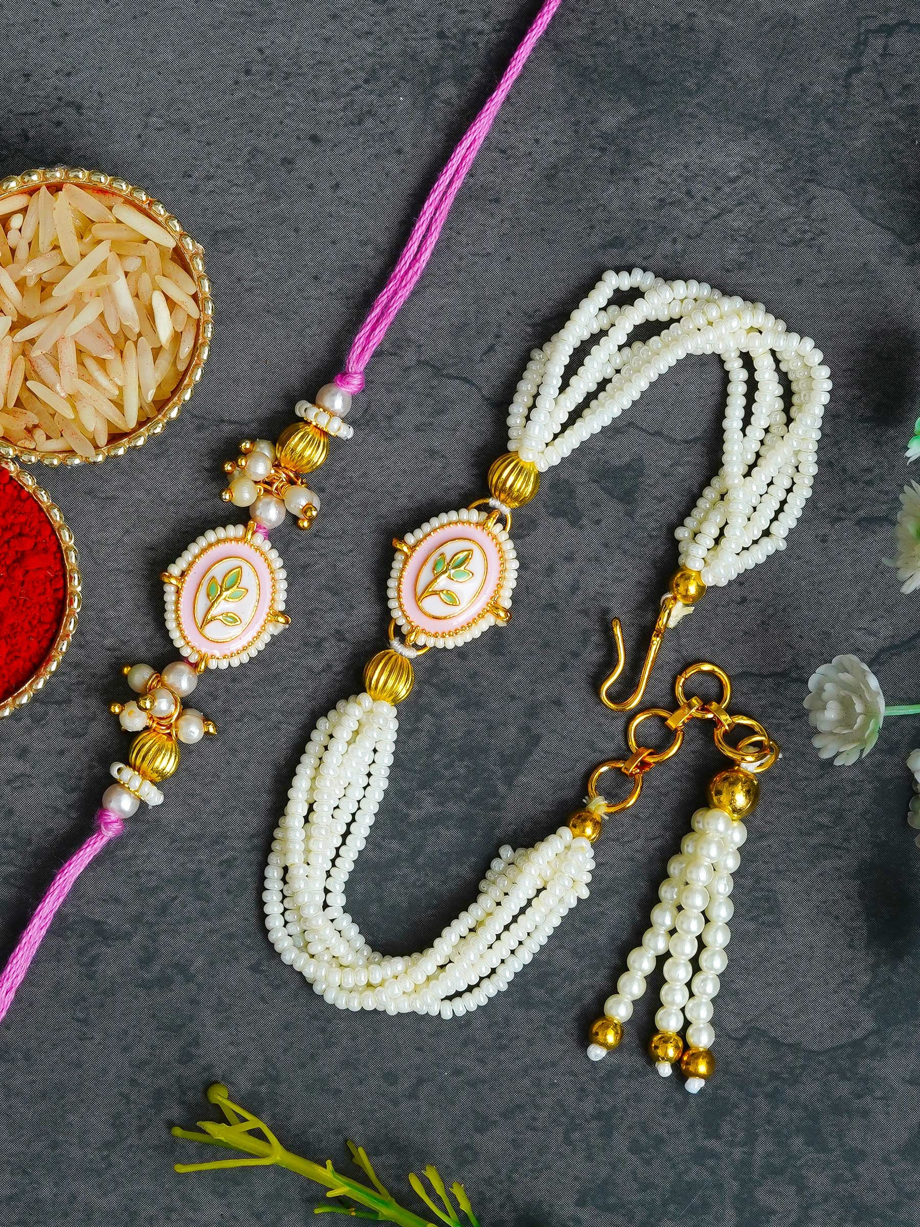 Traditional Rakhi Set with Free Chawal & Kumkum