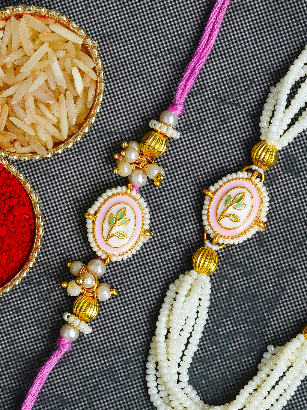 Traditional Rakhi Set with Free Chawal & Kumkum