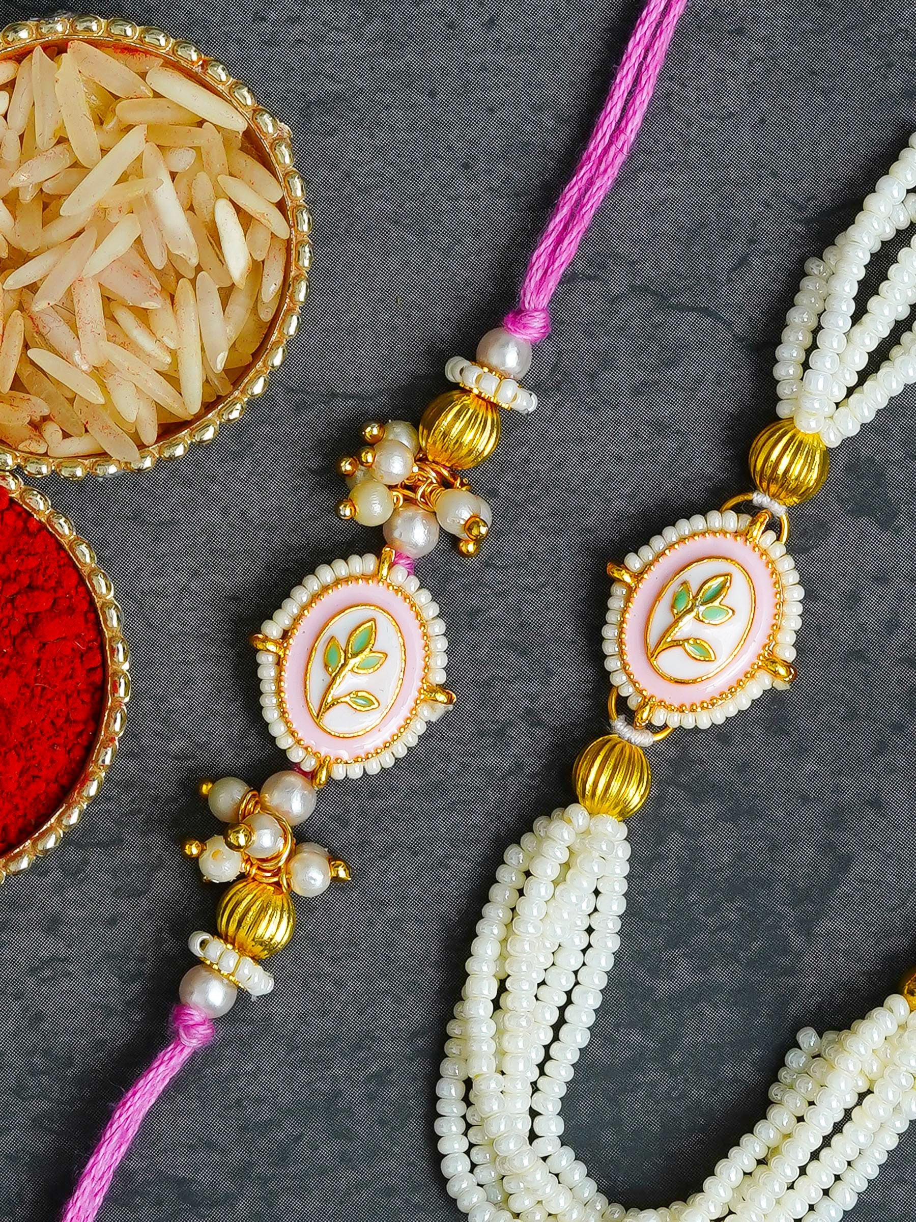 Traditional Rakhi Set with Free Chawal & Kumkum