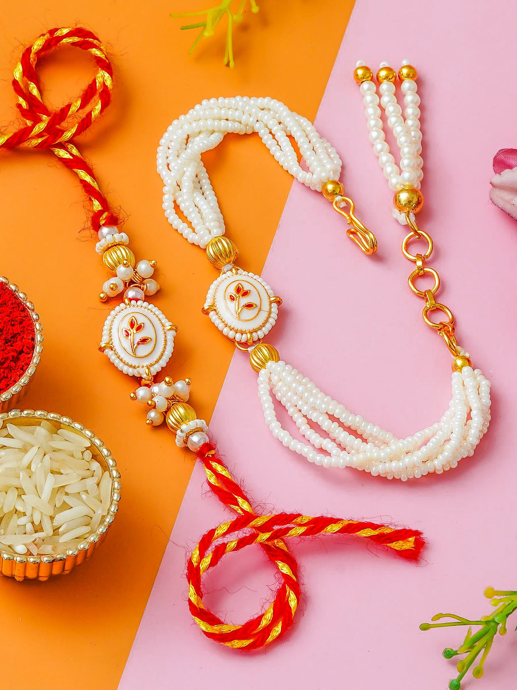 Traditional Rakhi Set with Free Chawal & Kumkum