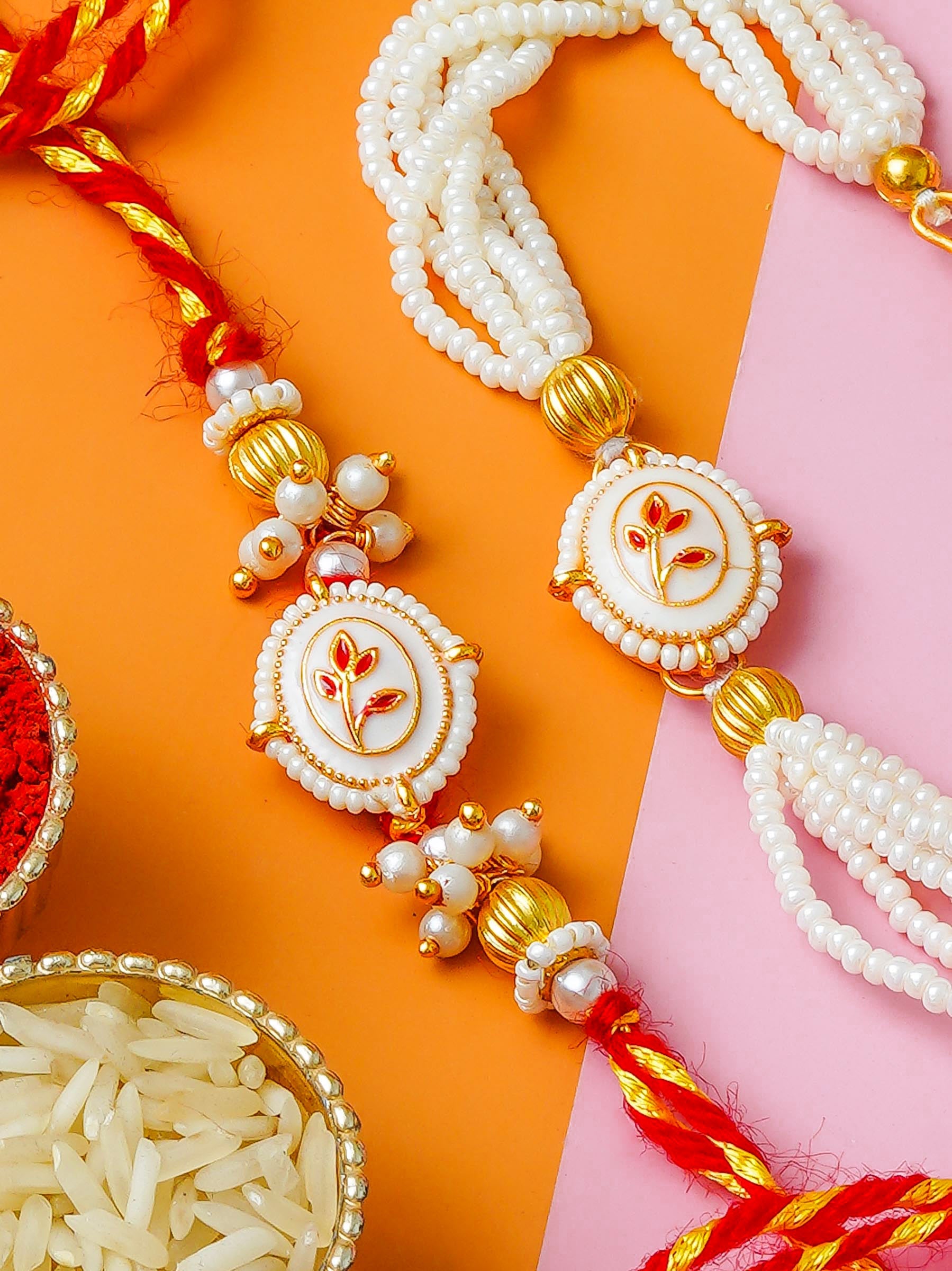 Traditional Rakhi Set with Free Chawal & Kumkum