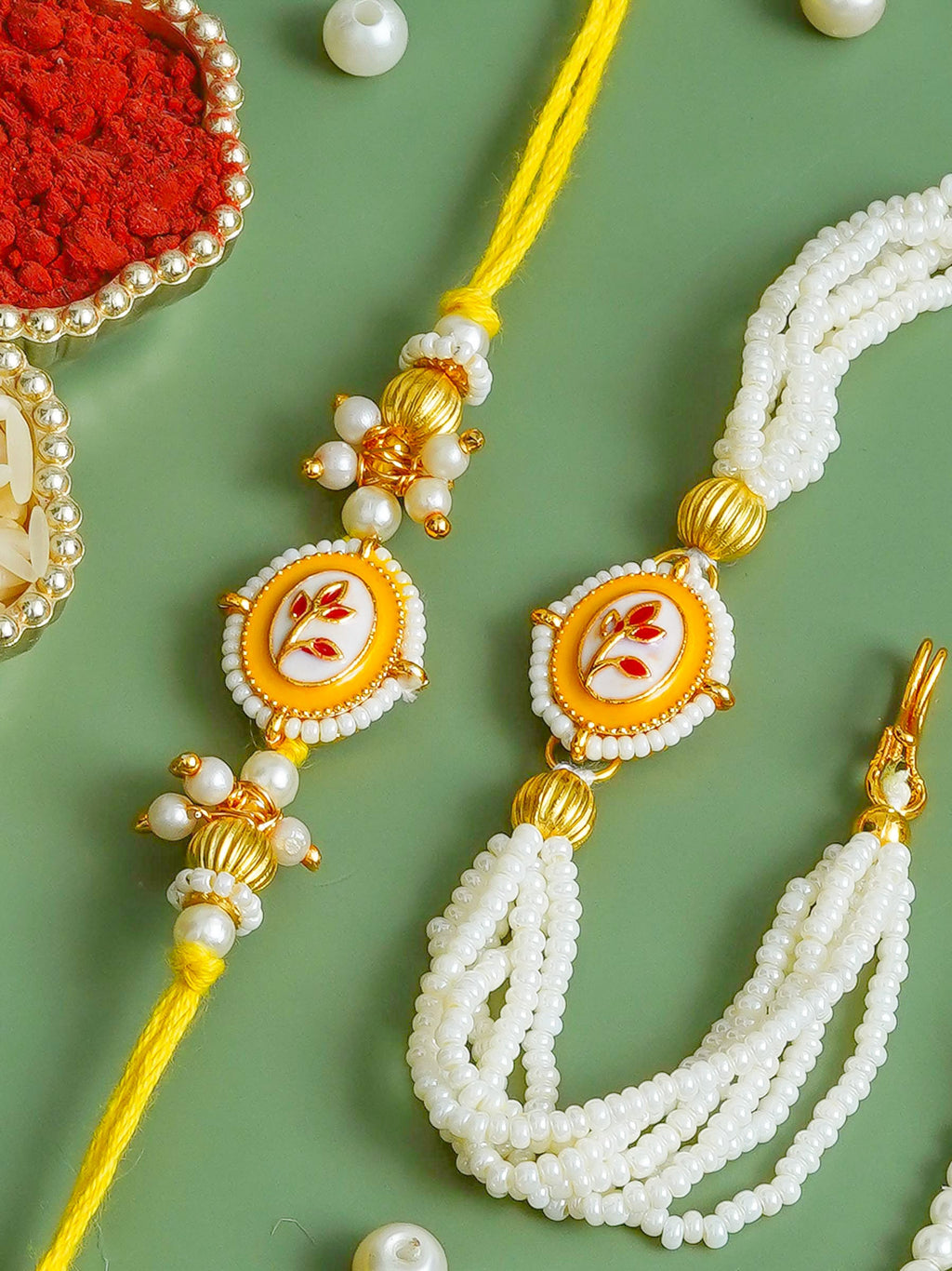 Traditional Rakhi Set with Free Chawal & Kumkum