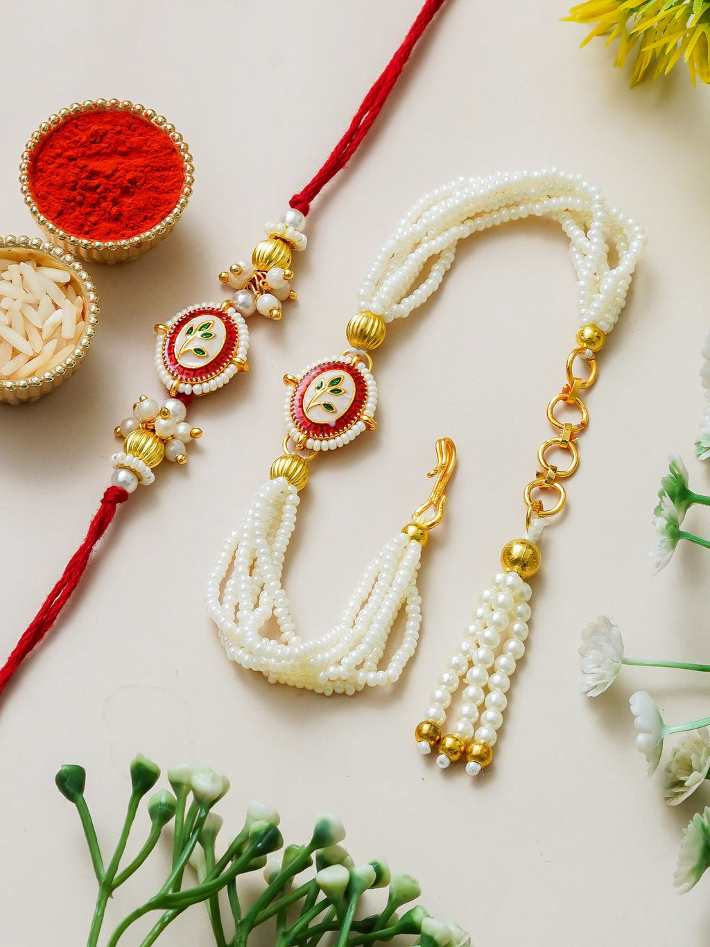 Traditional Rakhi Set with Free Chawal & Kumkum