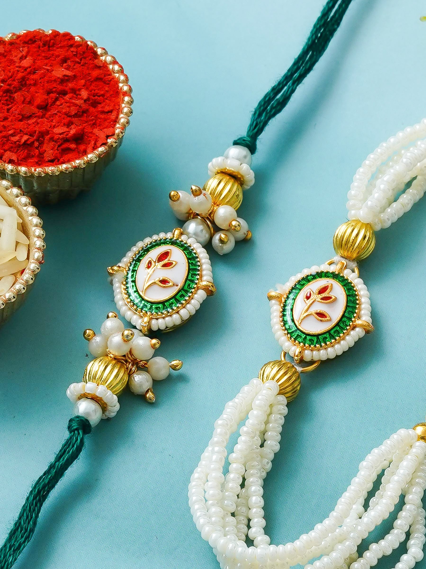 Traditional Rakhi Set with Free Chawal & Kumkum