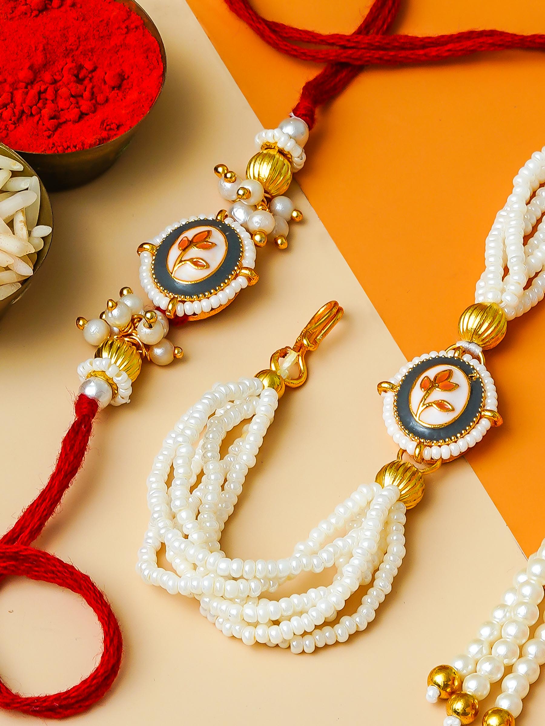 Traditional Rakhi Set with Free Chawal & Kumkum