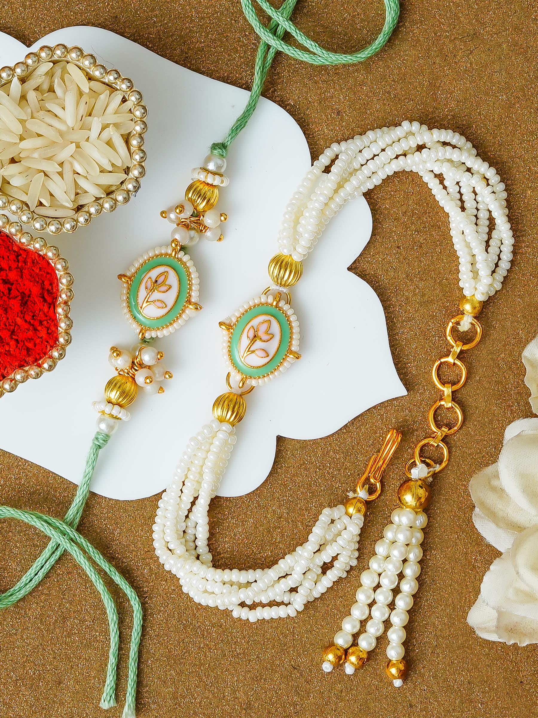 Traditional Rakhi Set with Free Chawal & Kumkum