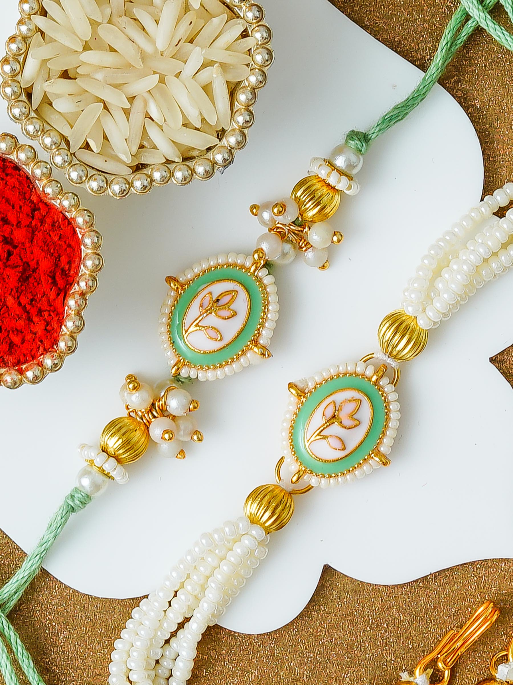 Traditional Rakhi Set with Free Chawal & Kumkum