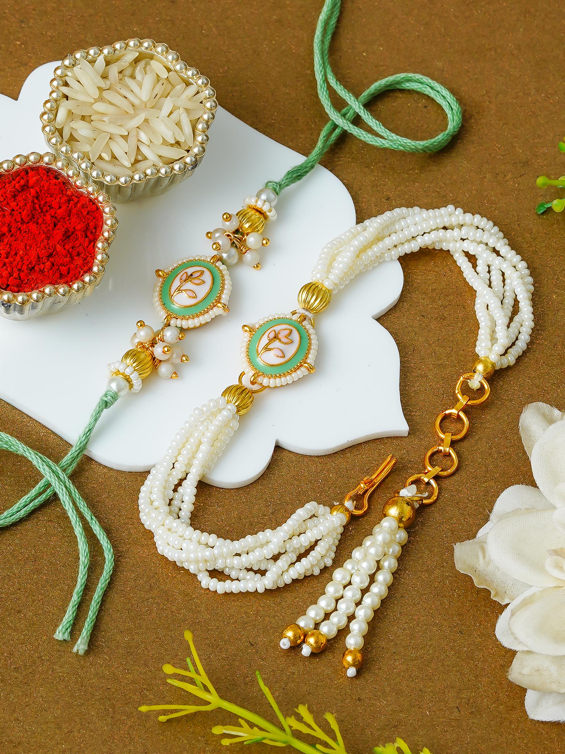 Traditional Rakhi Set with Free Chawal & Kumkum