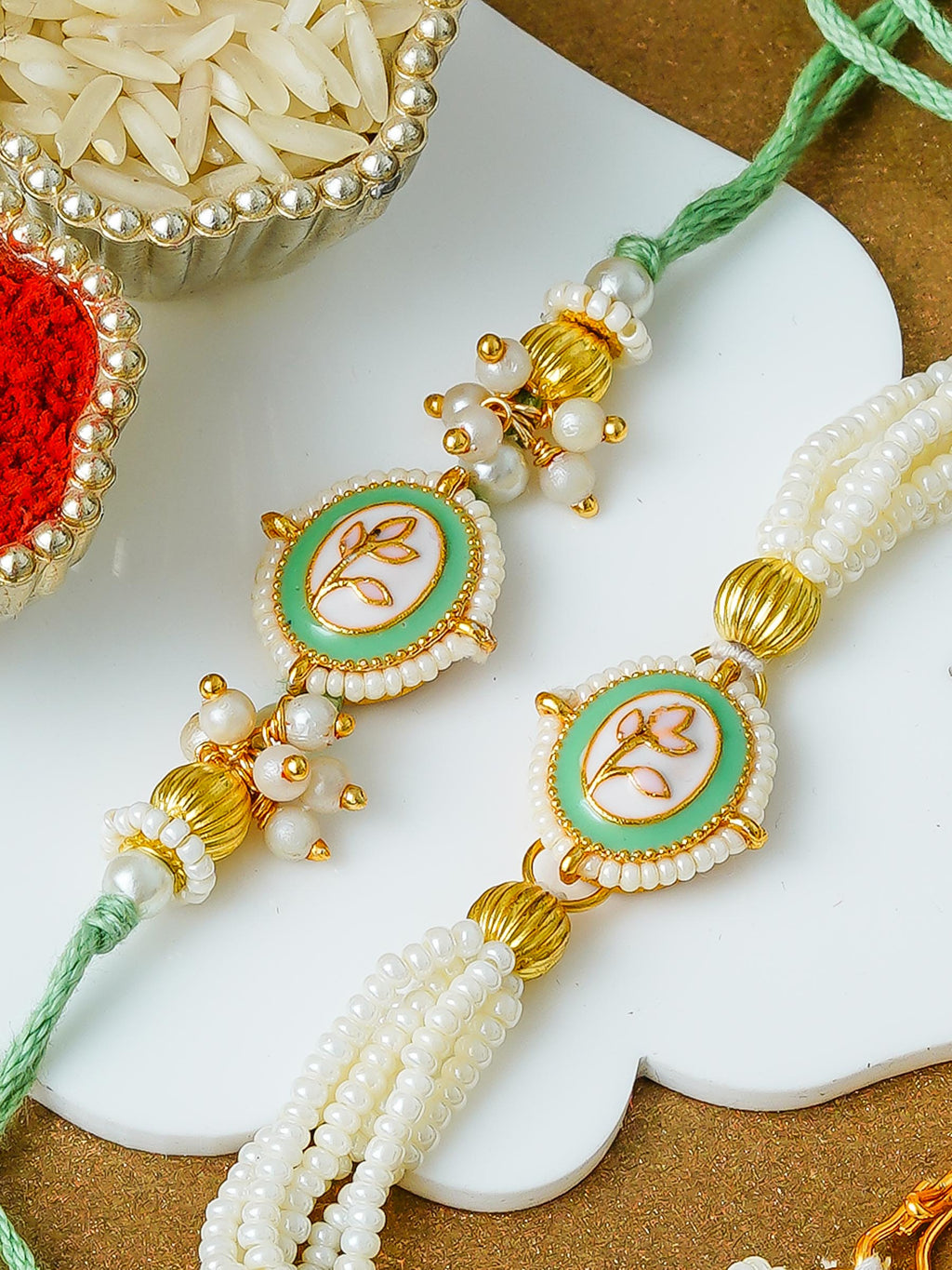 Traditional Rakhi Set with Free Chawal & Kumkum
