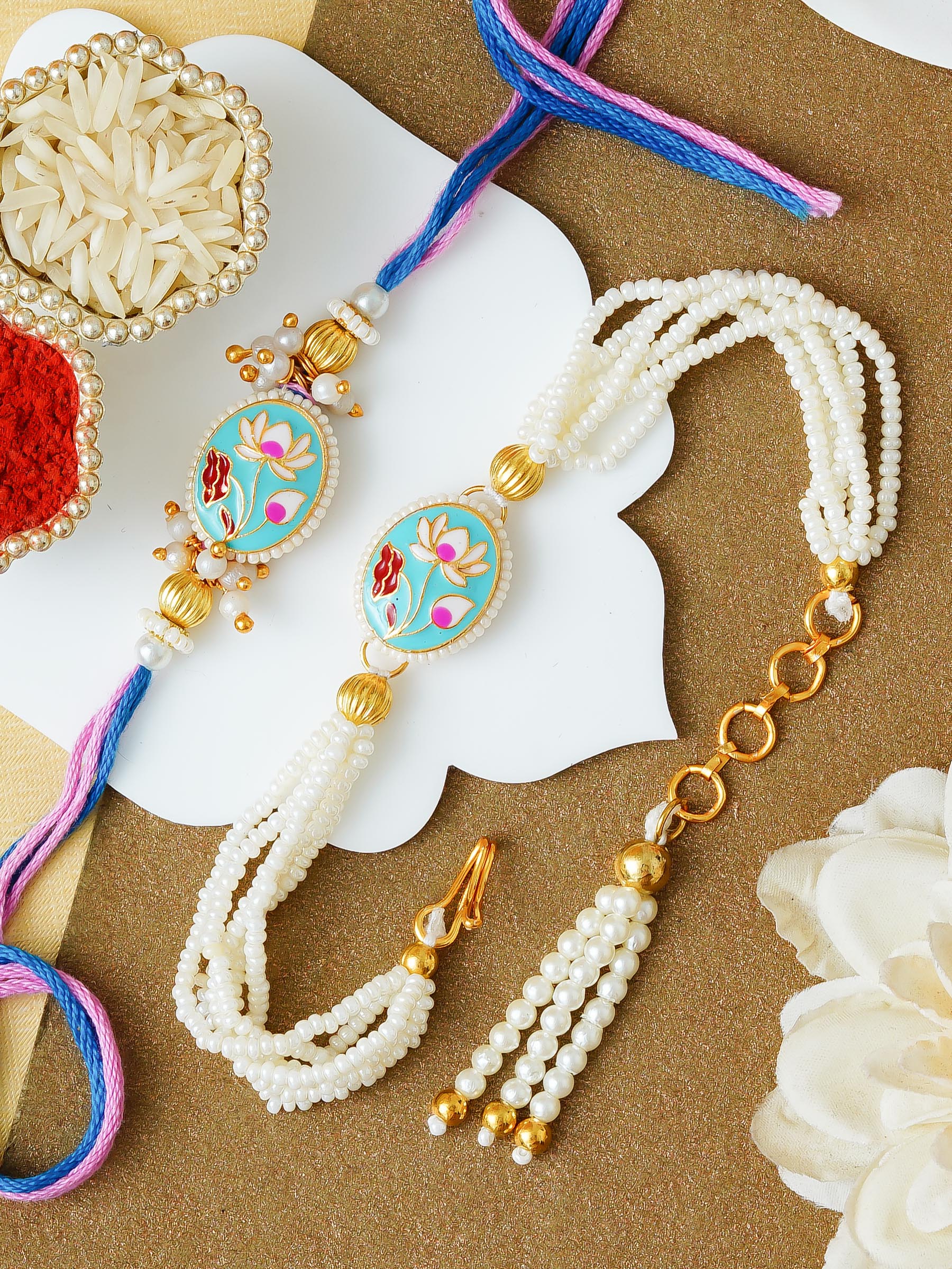 Traditional Rakhi Set with Free Chawal & Kumkum
