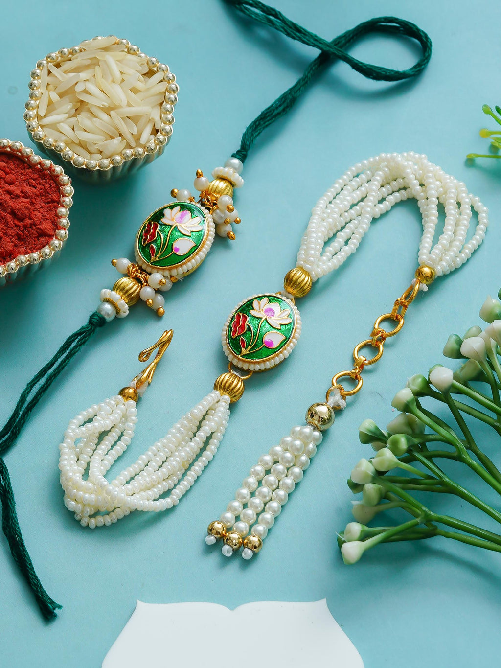 Traditional Rakhi Set with Free Chawal & Kumkum