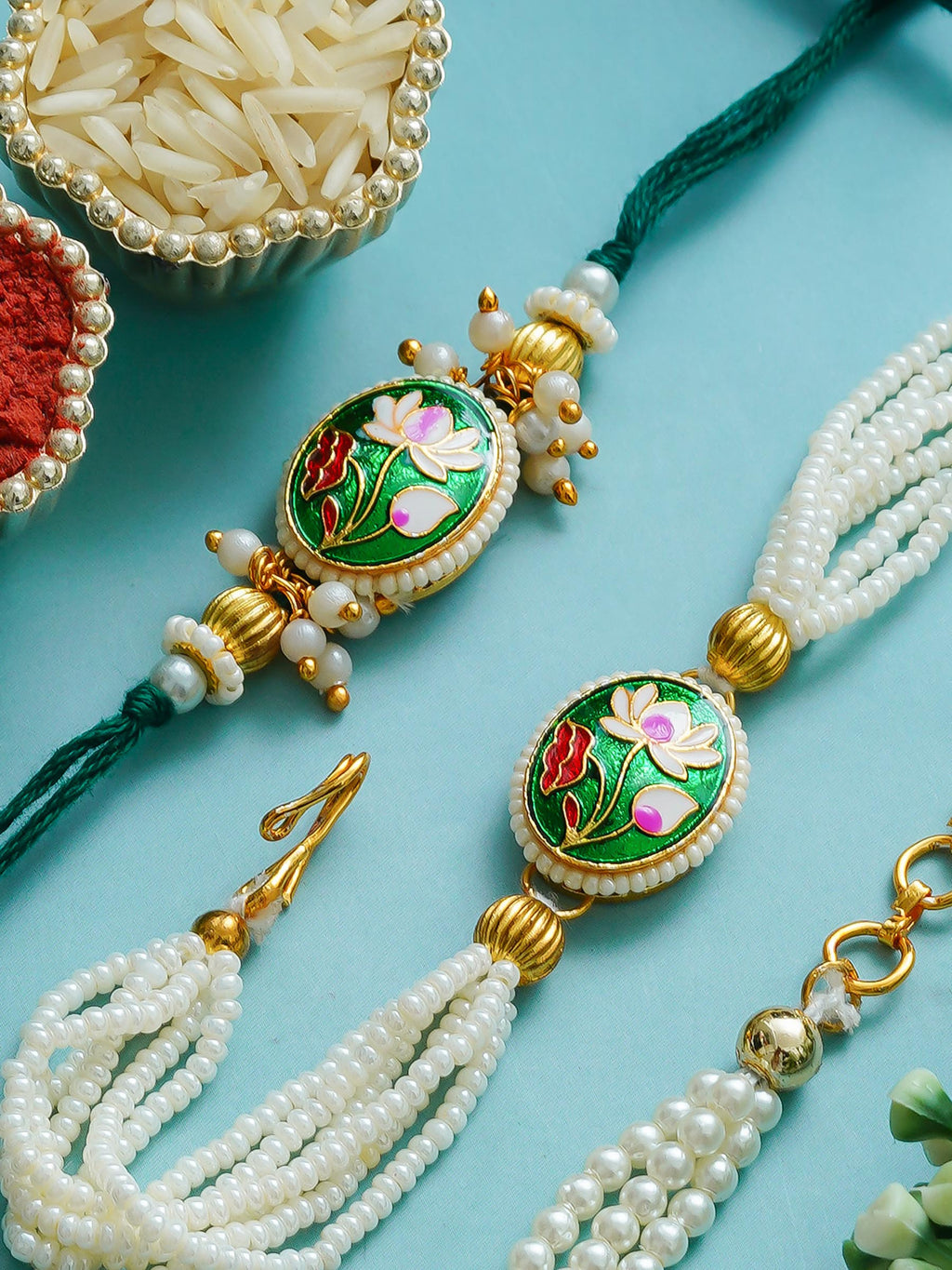 Traditional Rakhi Set with Free Chawal & Kumkum