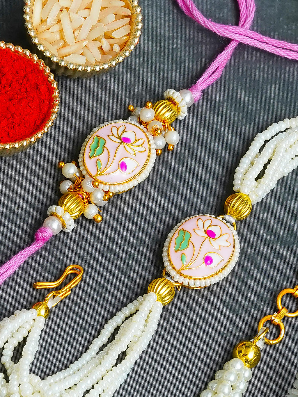 Traditional Rakhi Set with Free Chawal & Kumkum