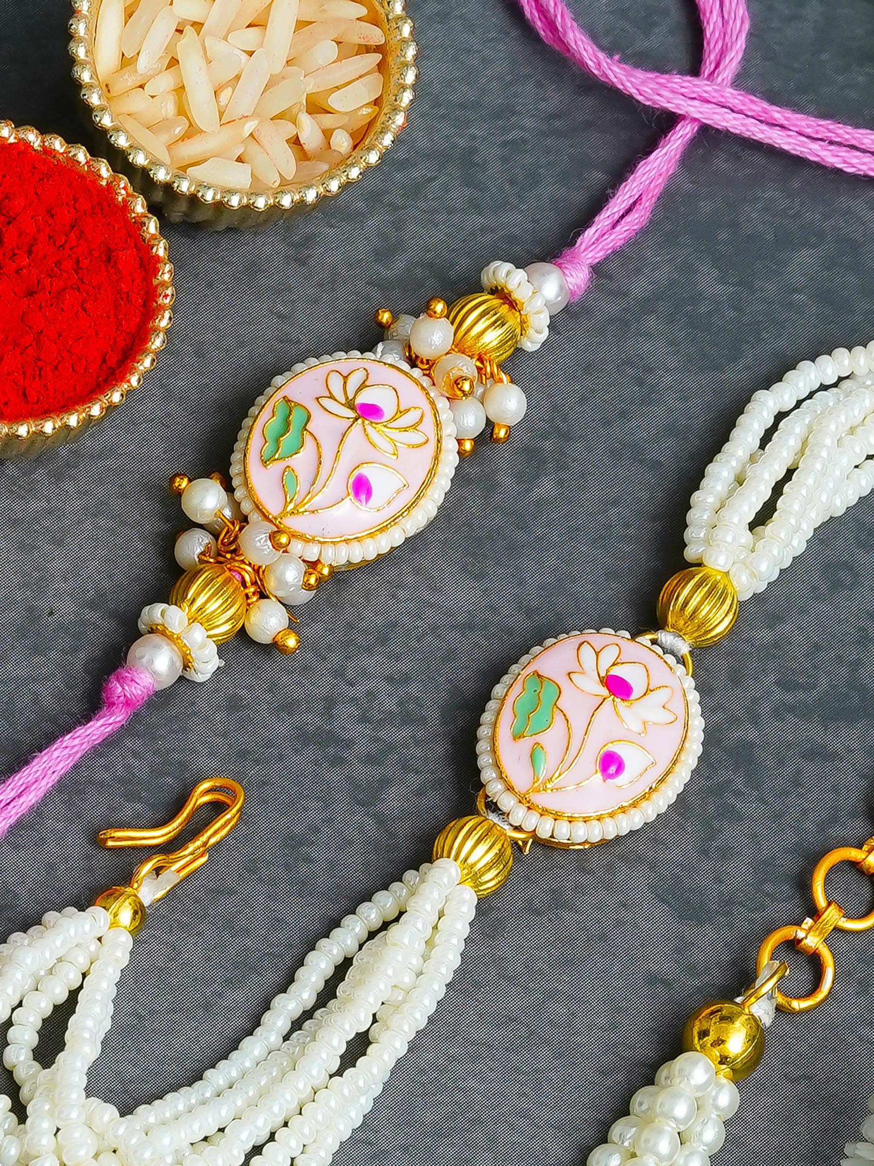 Traditional Rakhi Set with Free Chawal & Kumkum