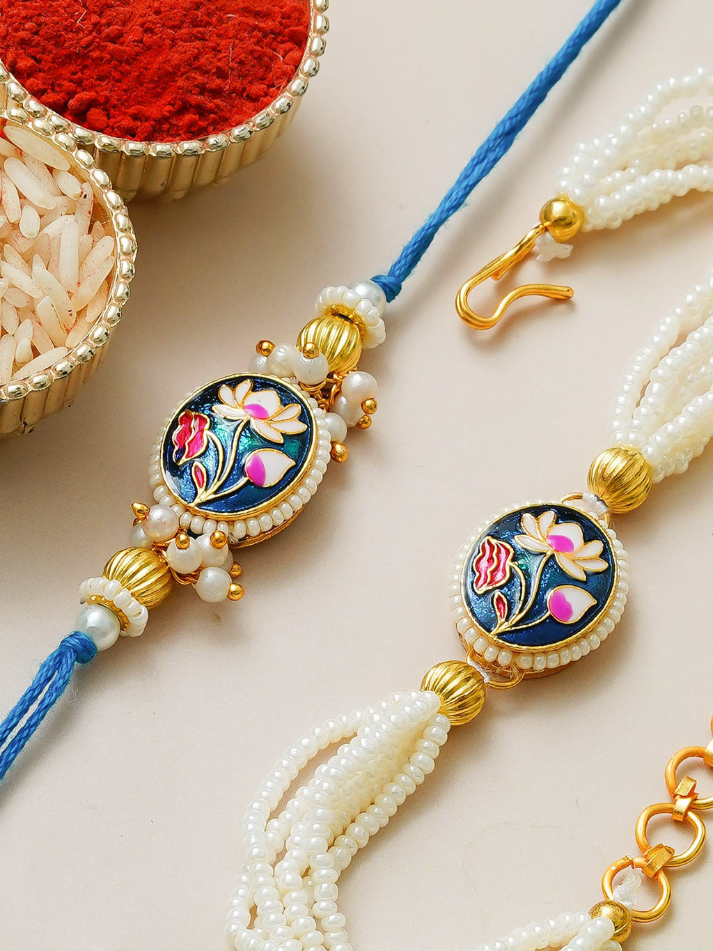 Traditional Rakhi Set with Free Chawal & Kumkum