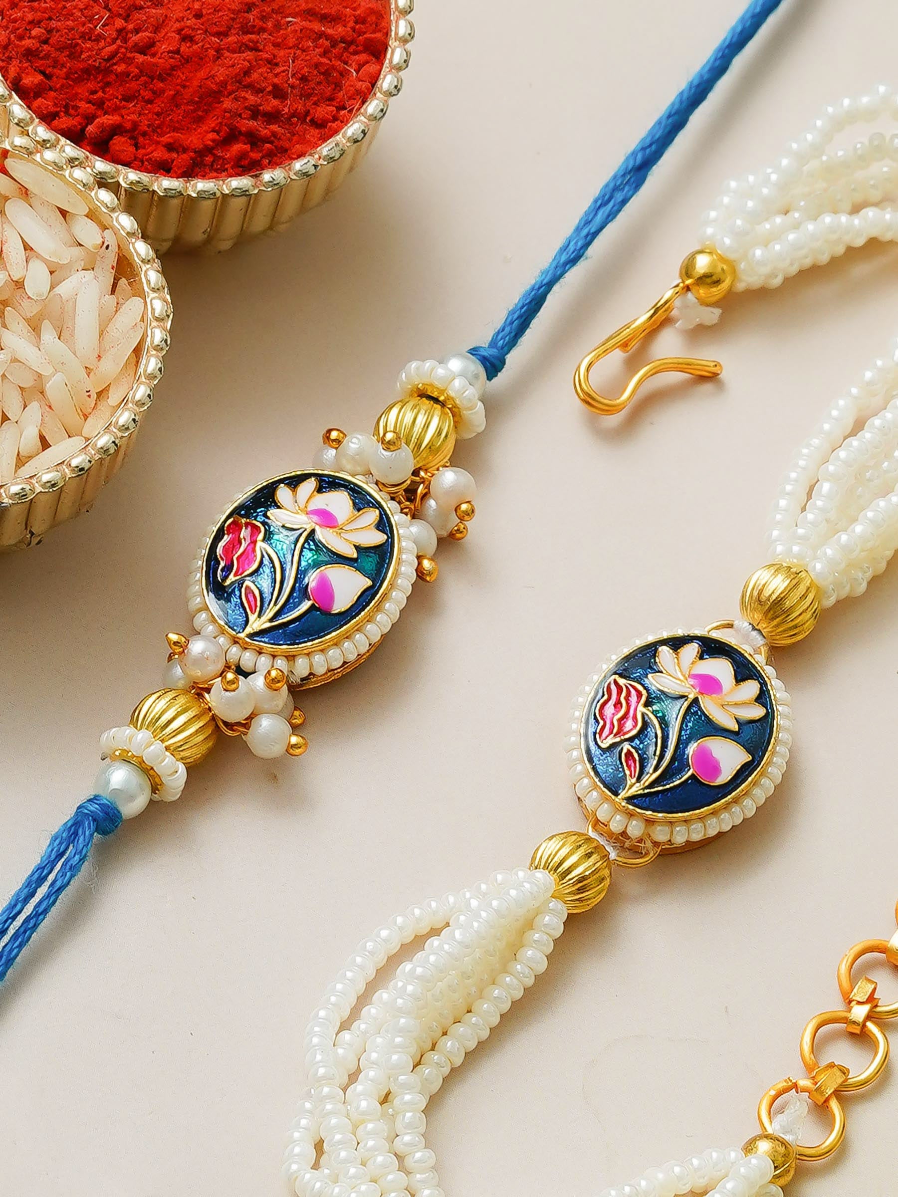 Traditional Rakhi Set with Free Chawal & Kumkum