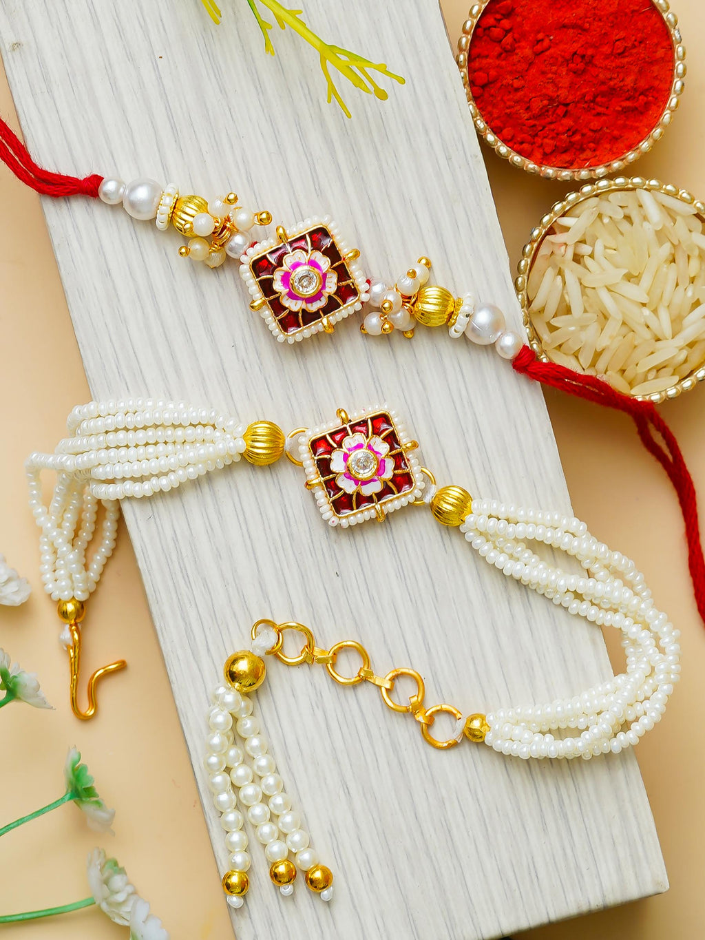 Traditional Rakhi Set with Free Chawal & Kumkum