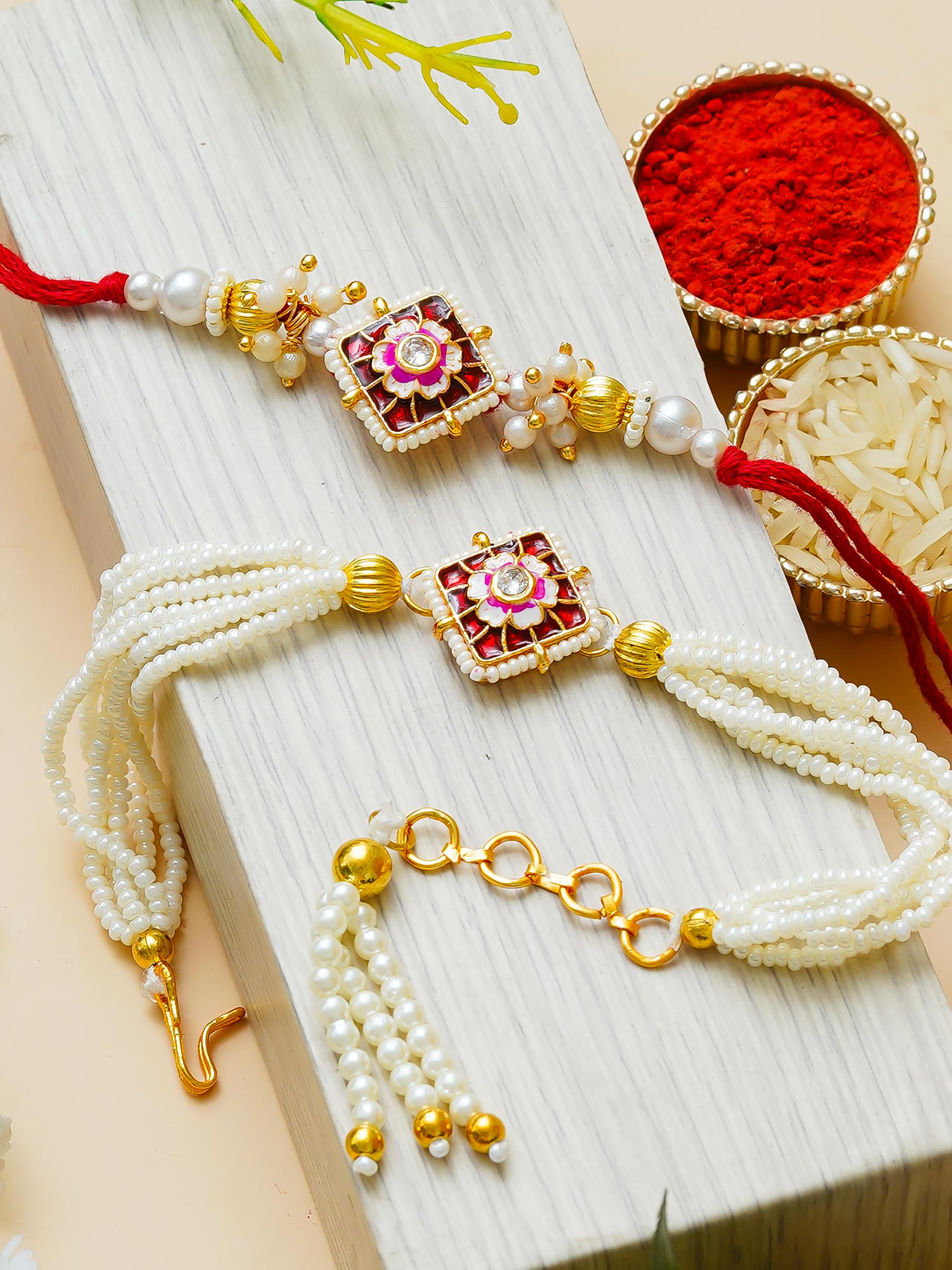 Traditional Rakhi Set with Free Chawal & Kumkum