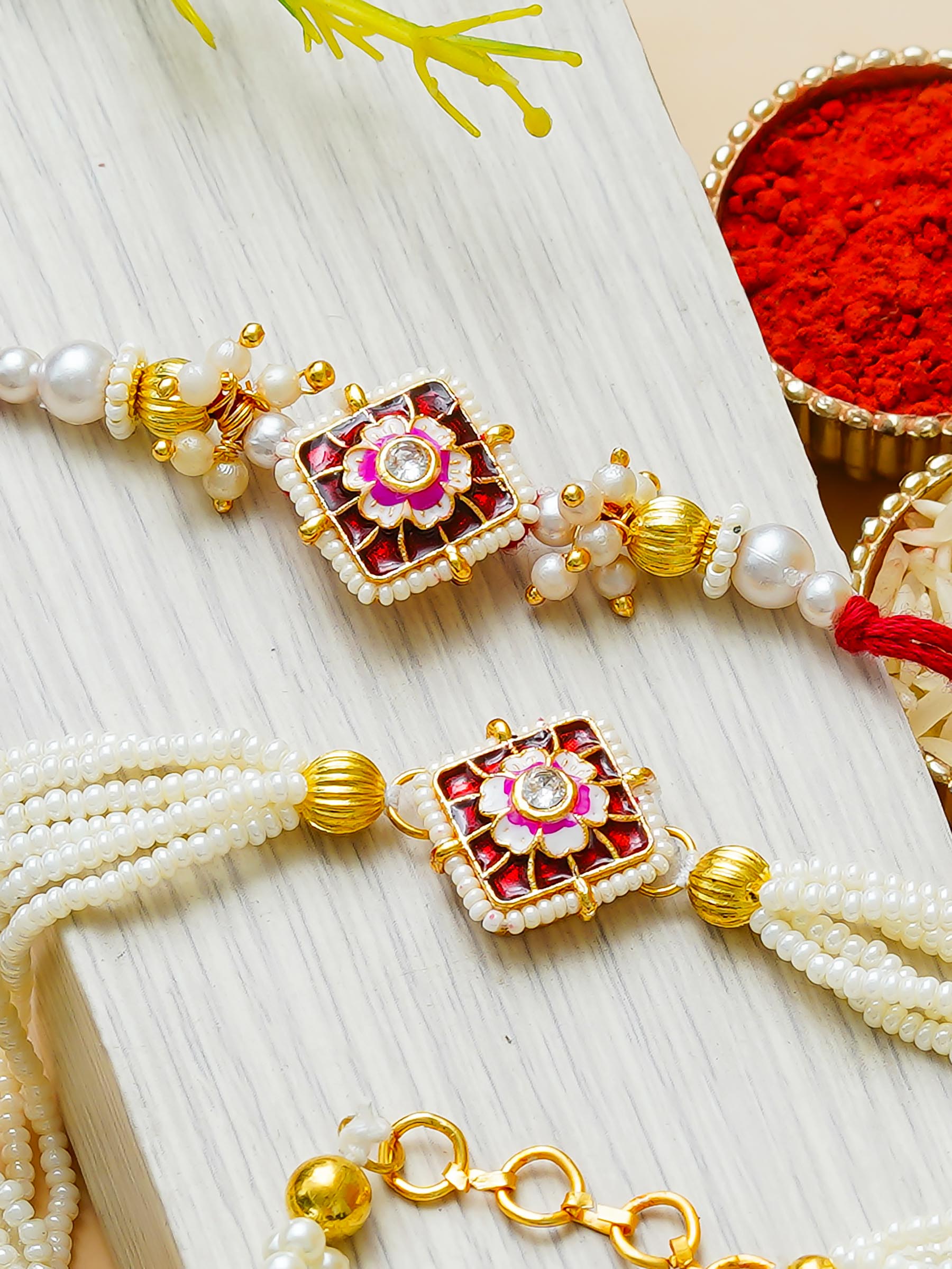 Traditional Rakhi Set with Free Chawal & Kumkum