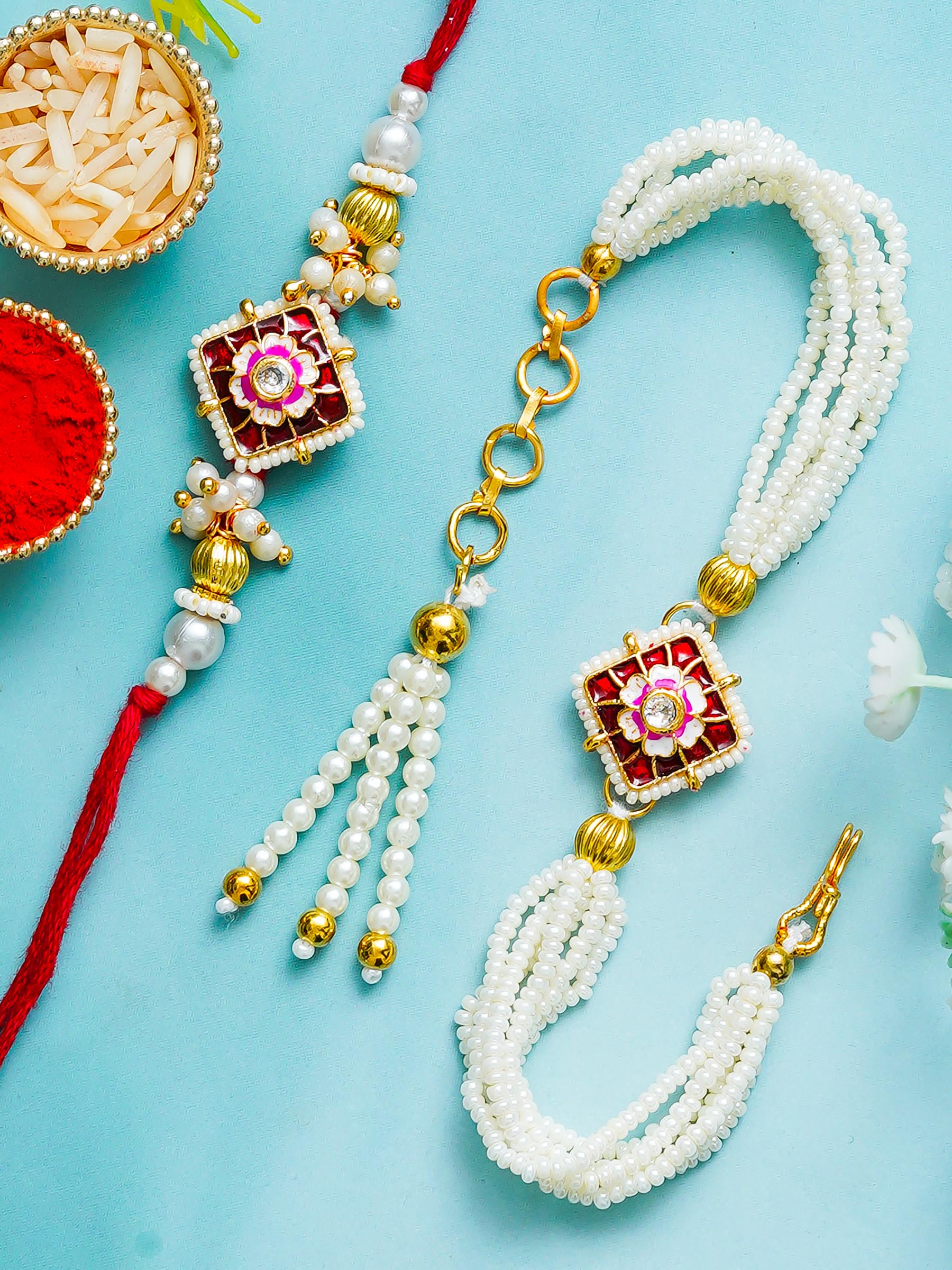 Traditional Rakhi Set with Free Chawal & Kumkum