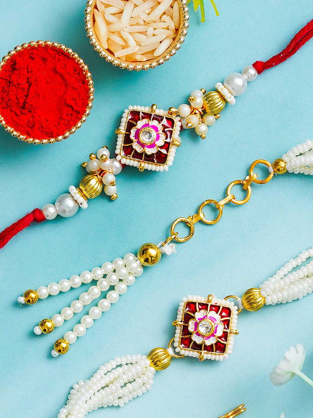 Traditional Rakhi Set with Free Chawal & Kumkum