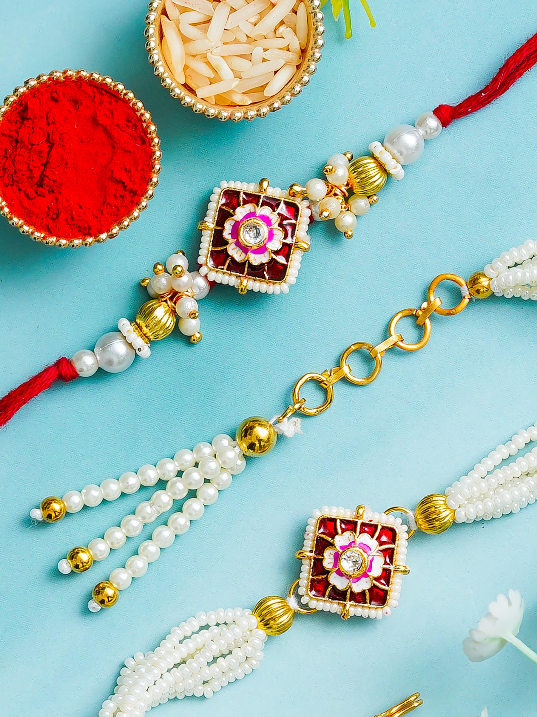 Traditional Rakhi Set with Free Chawal & Kumkum