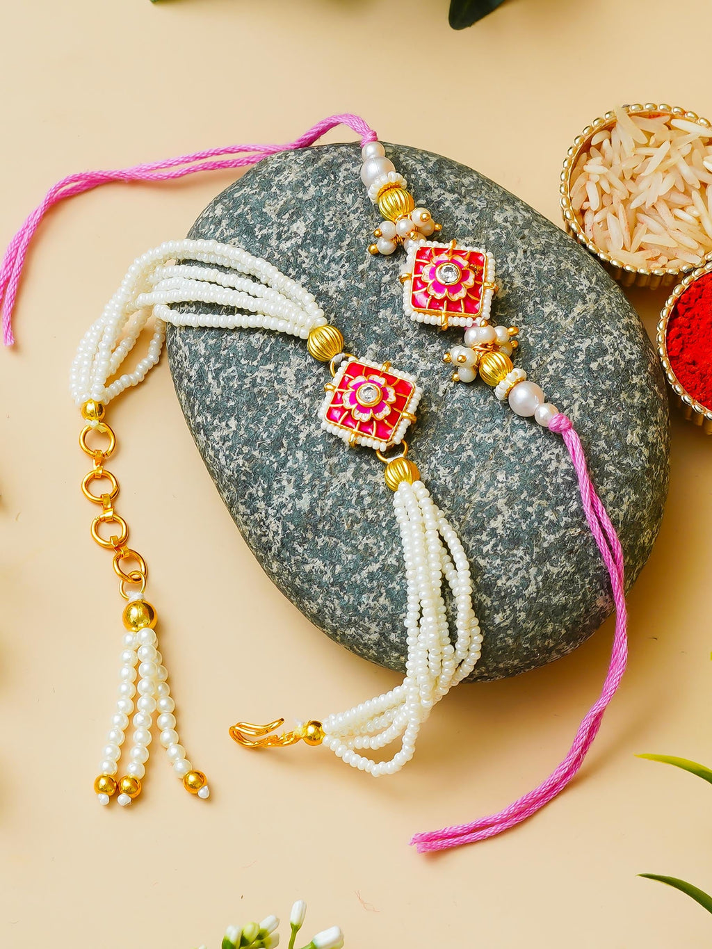 Traditional Rakhi Set with Free Chawal & Kumkum