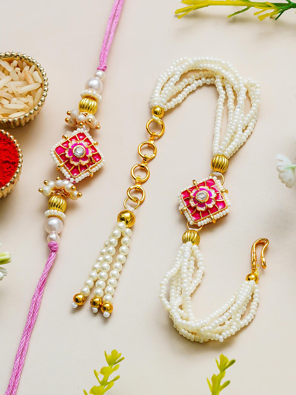 Traditional Rakhi Set with Free Chawal & Kumkum