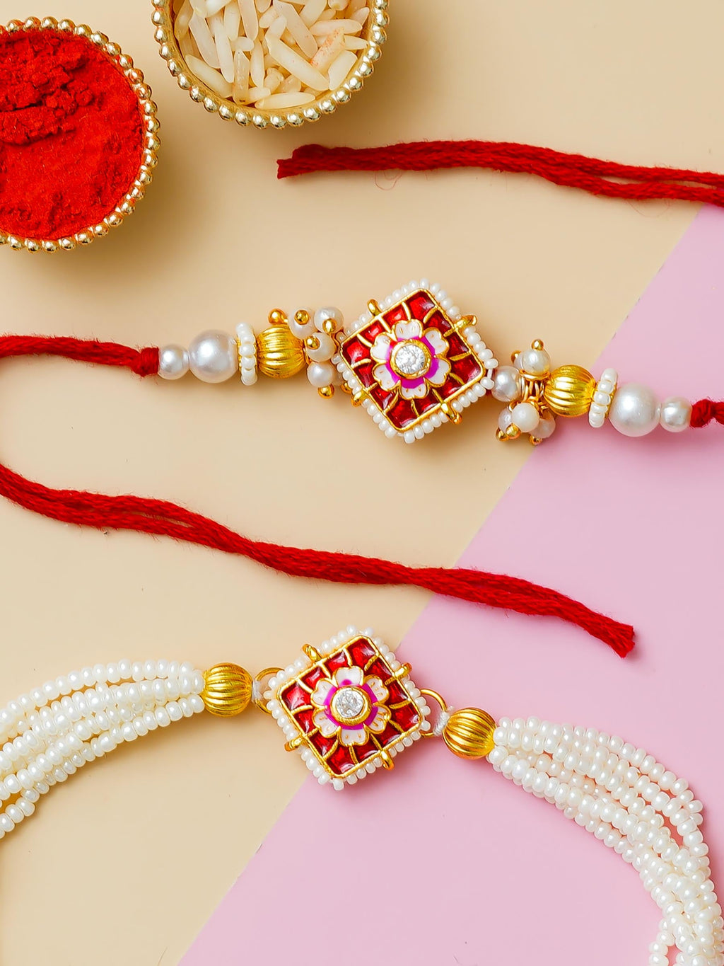 Traditional Rakhi Set with Free Chawal & Kumkum