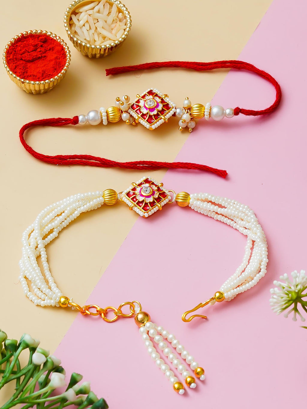 Traditional Rakhi Set with Free Chawal & Kumkum