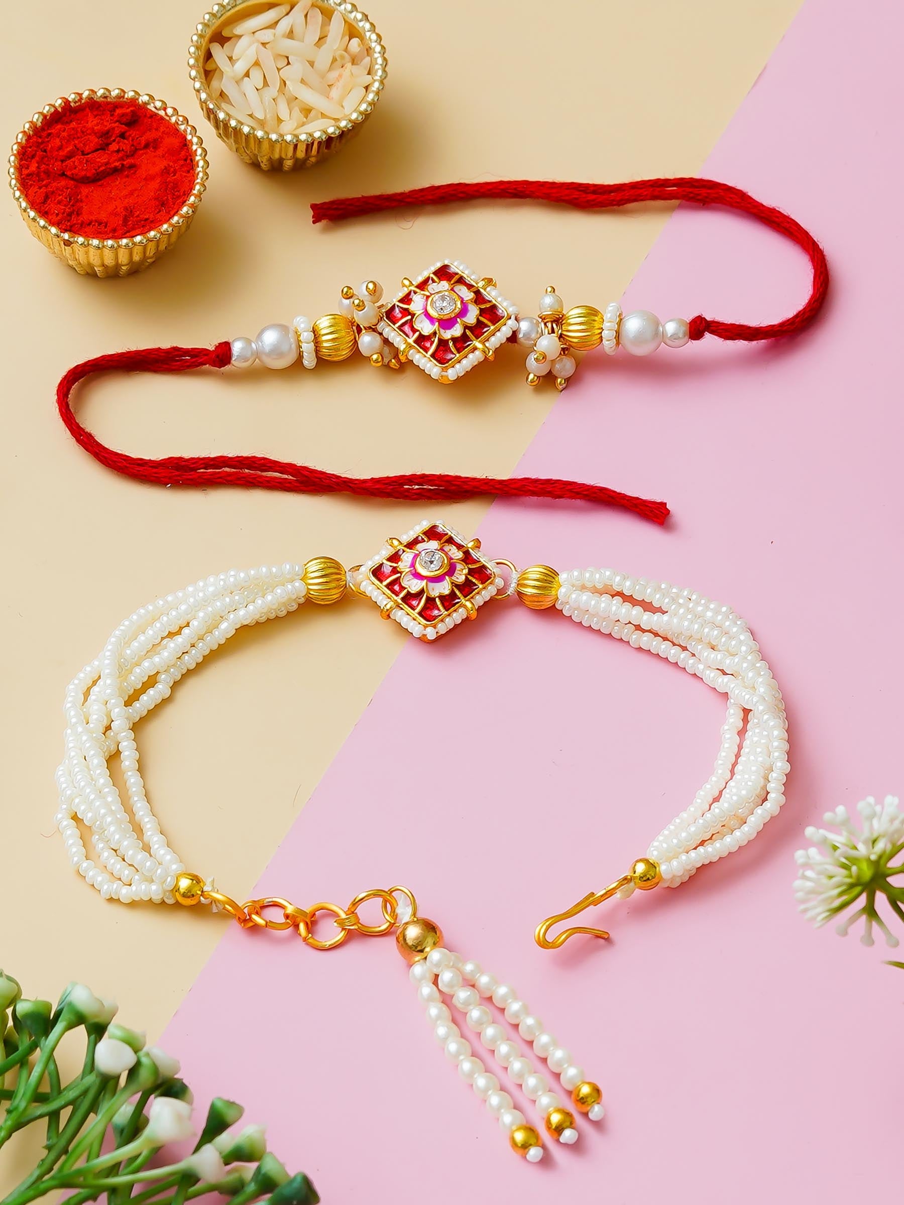 Traditional Rakhi Set with Free Chawal & Kumkum