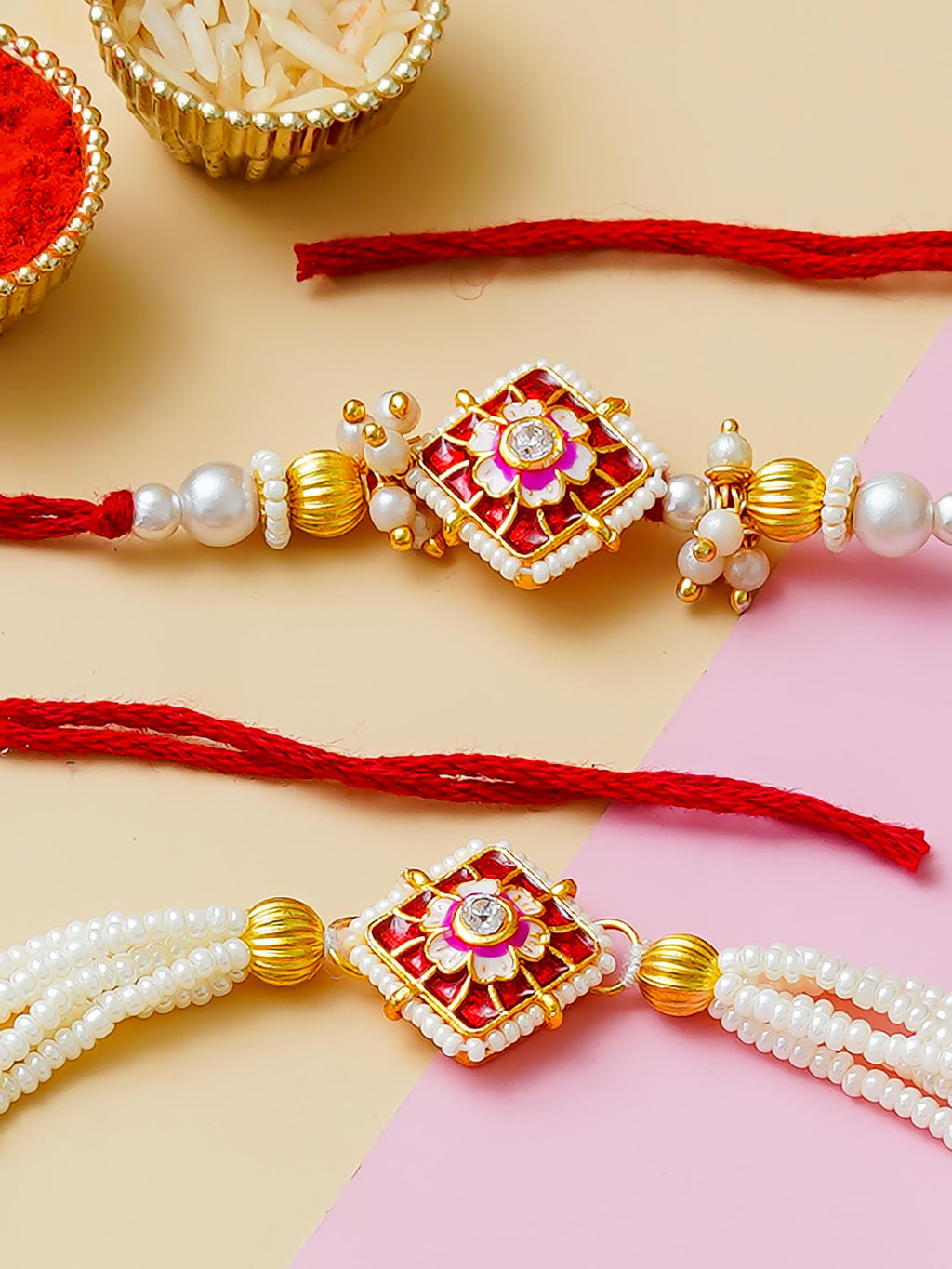 Traditional Rakhi Set with Free Chawal & Kumkum