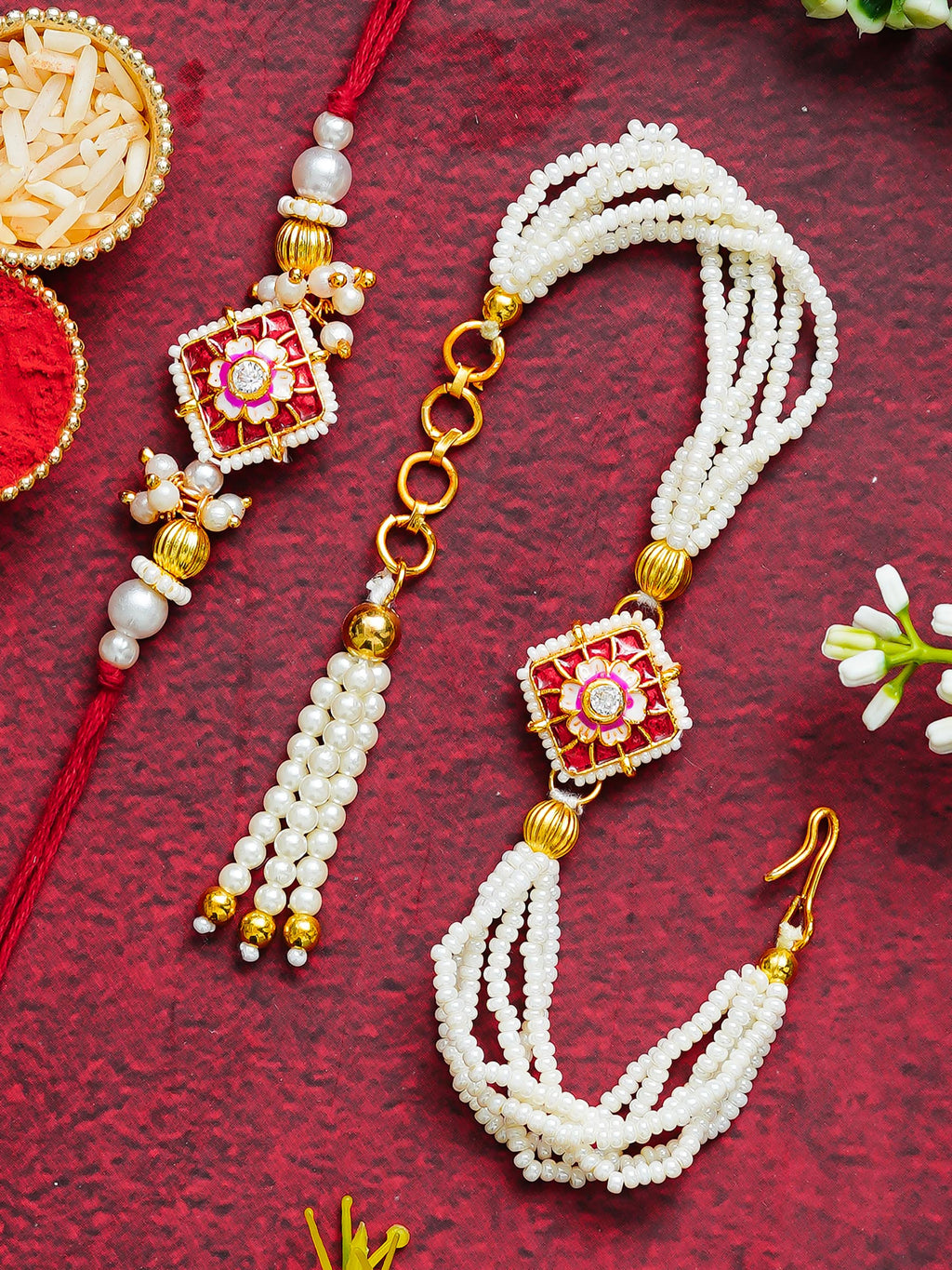 Traditional Rakhi Set with Free Chawal & Kumkum