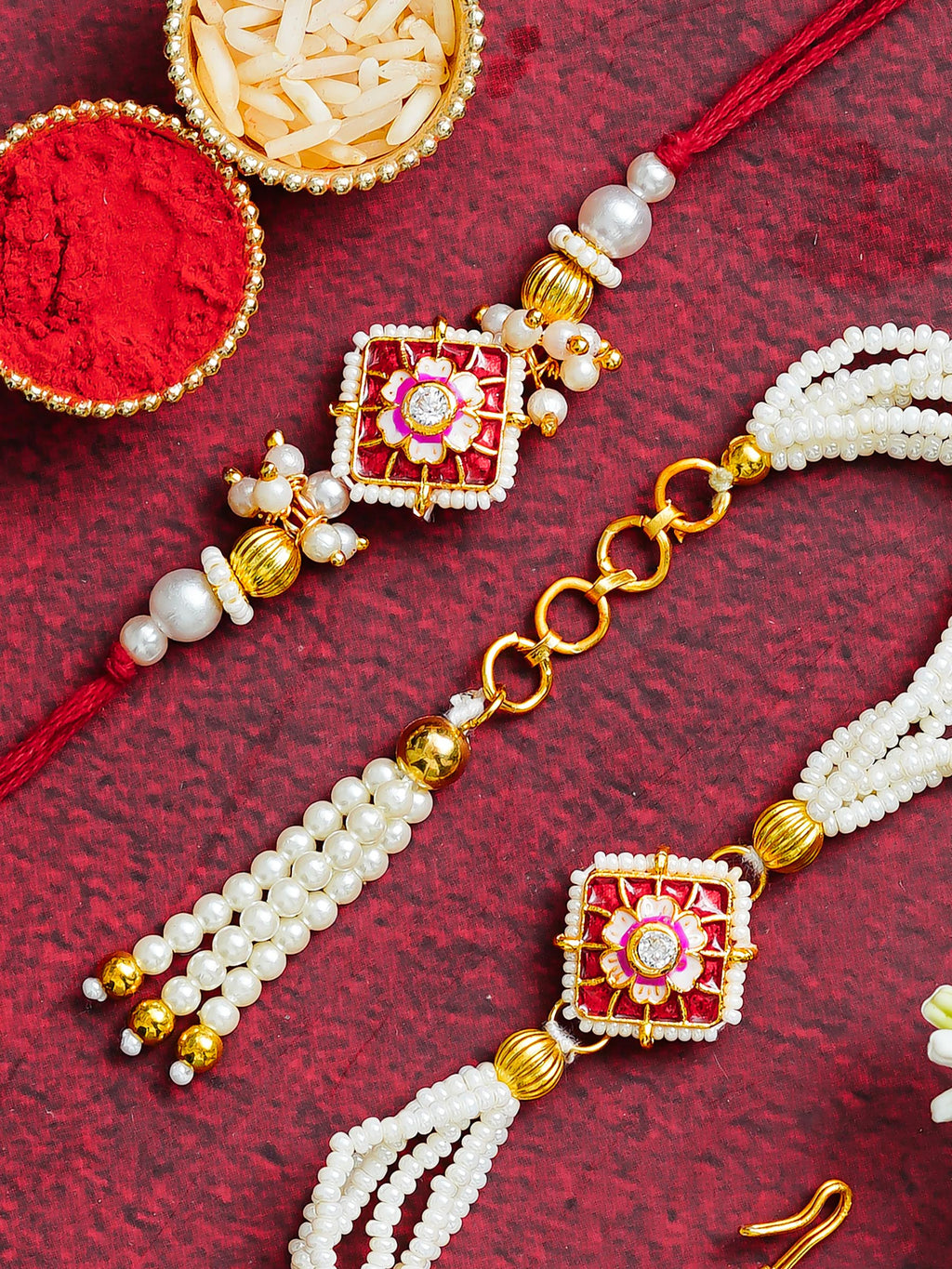 Traditional Rakhi Set with Free Chawal & Kumkum
