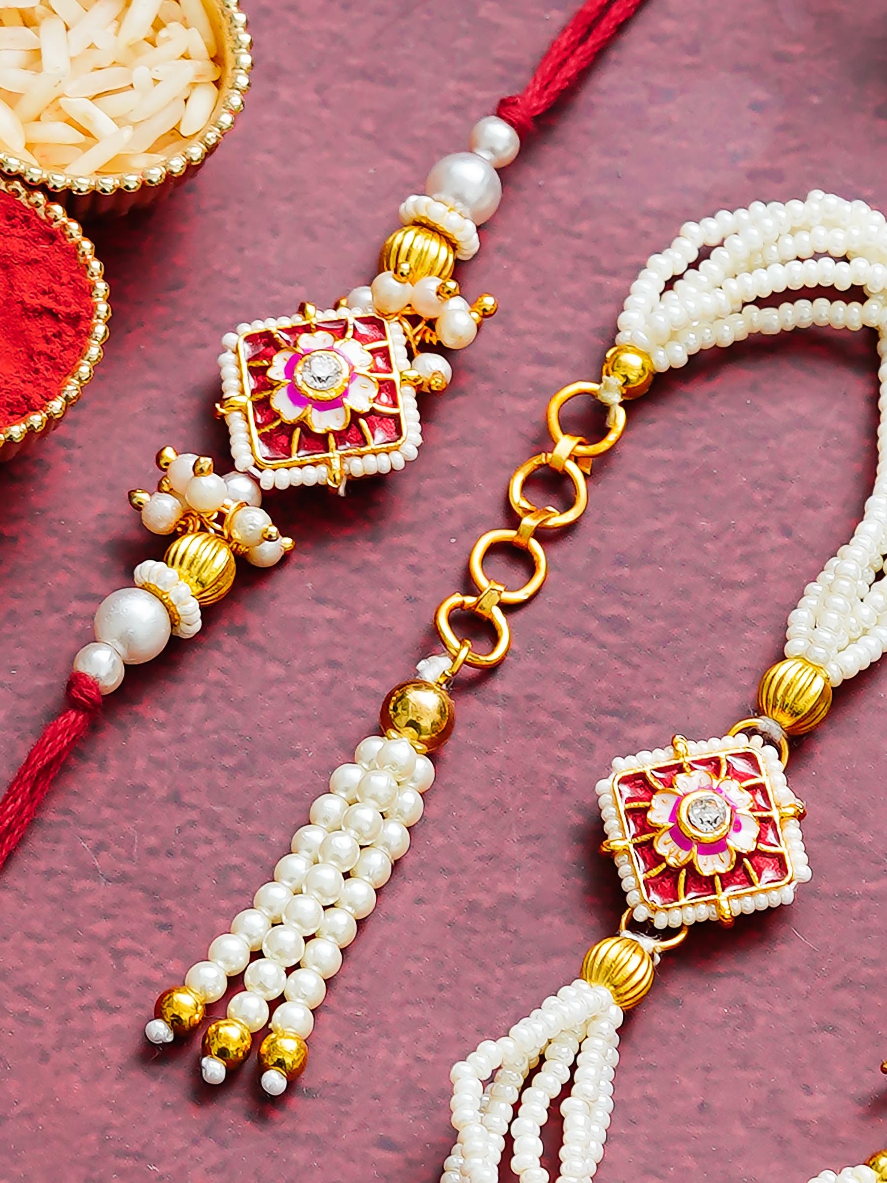Traditional Rakhi Set with Free Chawal & Kumkum